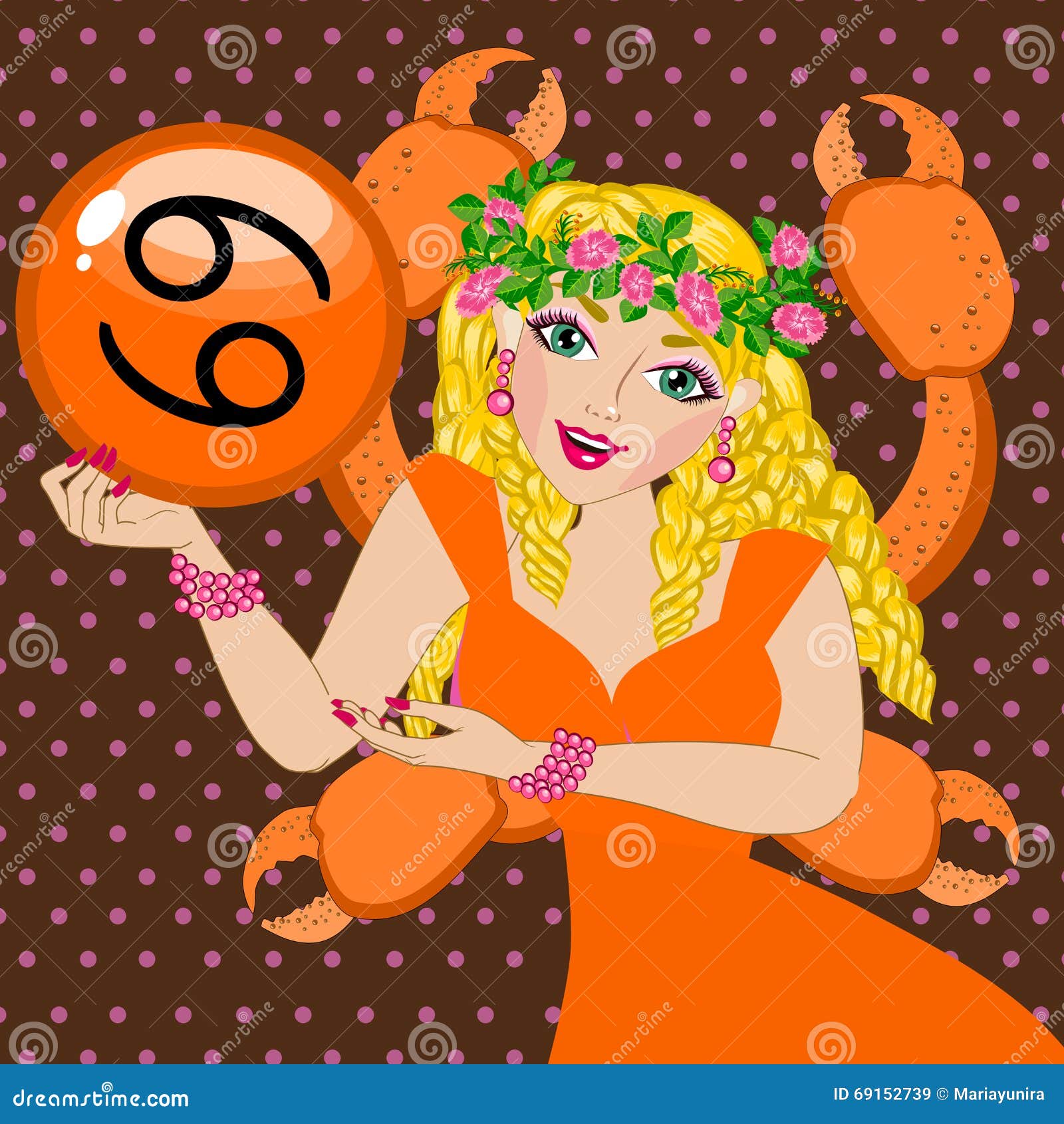 Zodiac sign Cancer stock illustration. Illustration of beautiful 69152739