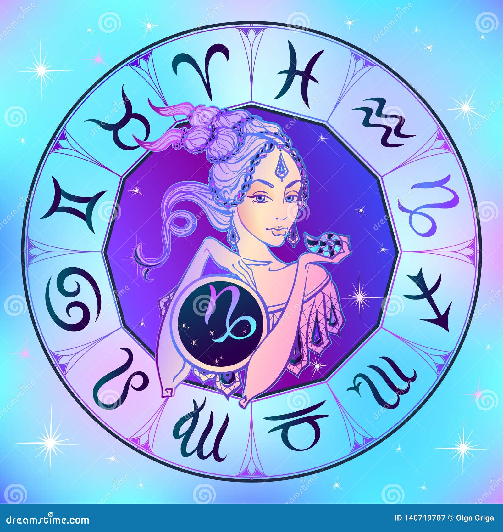 Zodiac Sign Capricorn a Beautiful Girl. Horoscope. Astrology Stock ...