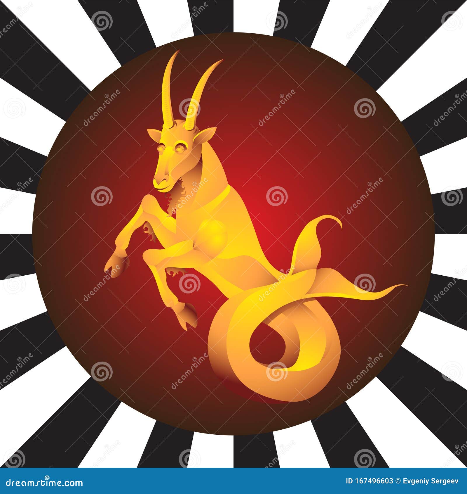 Zodiac Sign Capricorn Gold on Isolated Background. Vector Image Stock ...