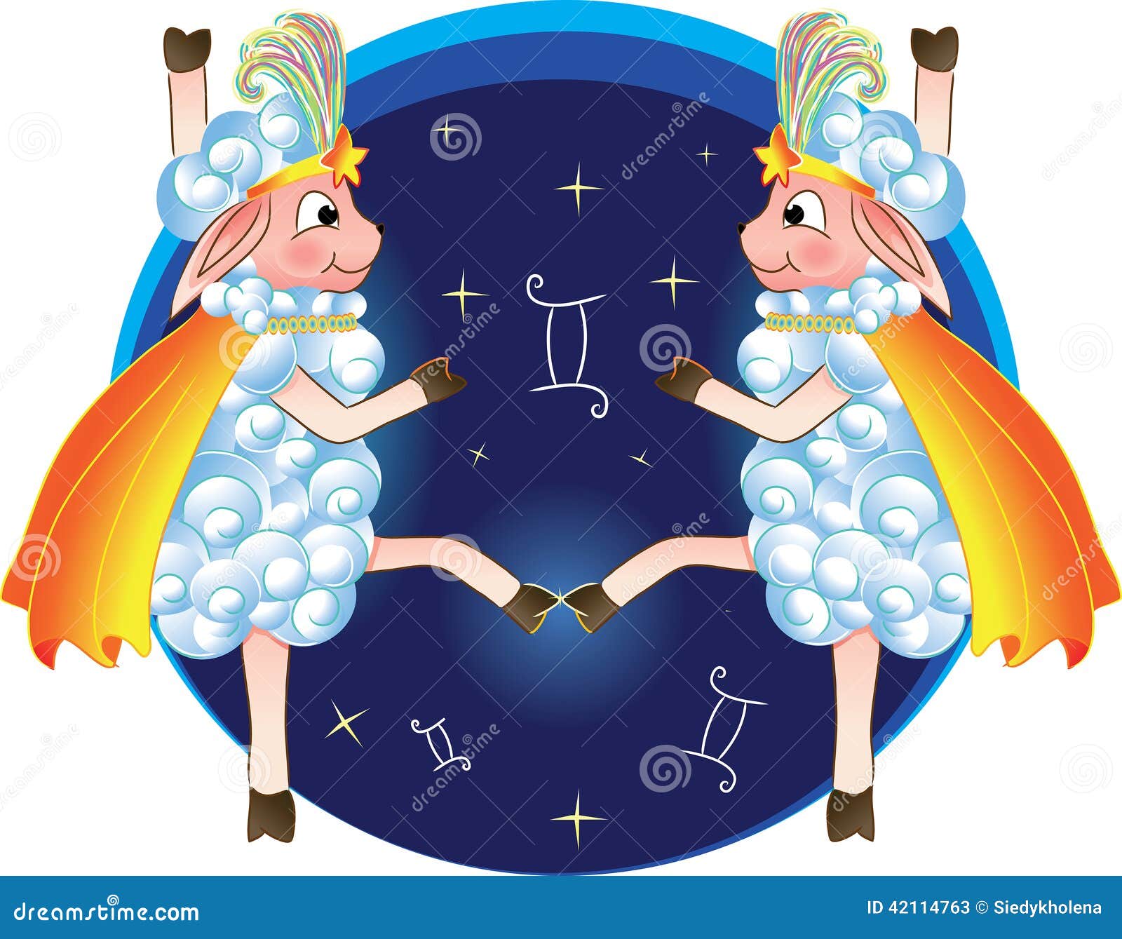 Zodiac Sign in the Form of Dancing Sheep Stock Illustration