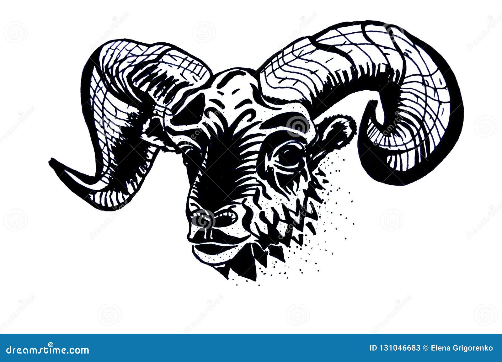 Zodiac Sign Illustration - Aries. Sketch For Tattoo Stock Illustration -  Illustration Of Refers, Aries: 131046683