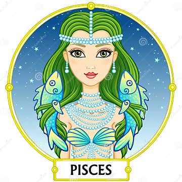 Zodiac sign Pisces. stock vector. Illustration of fashion - 85613589