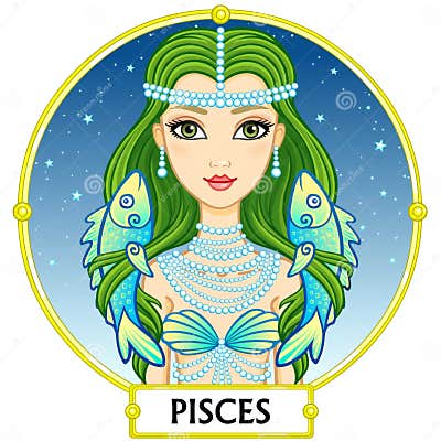 Zodiac sign Pisces. stock vector. Illustration of fashion - 85613589