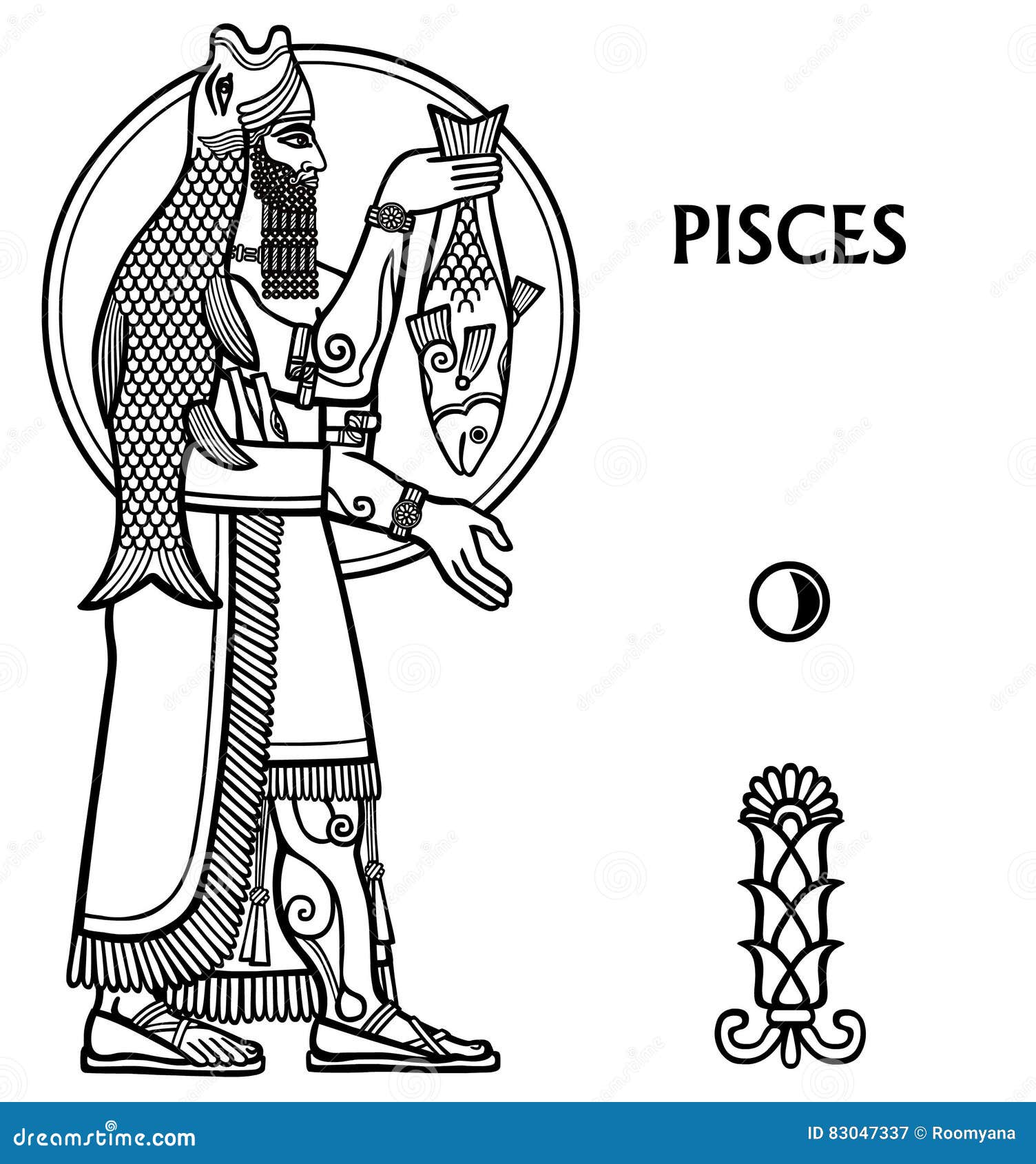 zodiac-sign-pisces-full-growth-vector-illustration-black-white-drawing-isolated-white-motives-sumerian-art-83047337.jpg