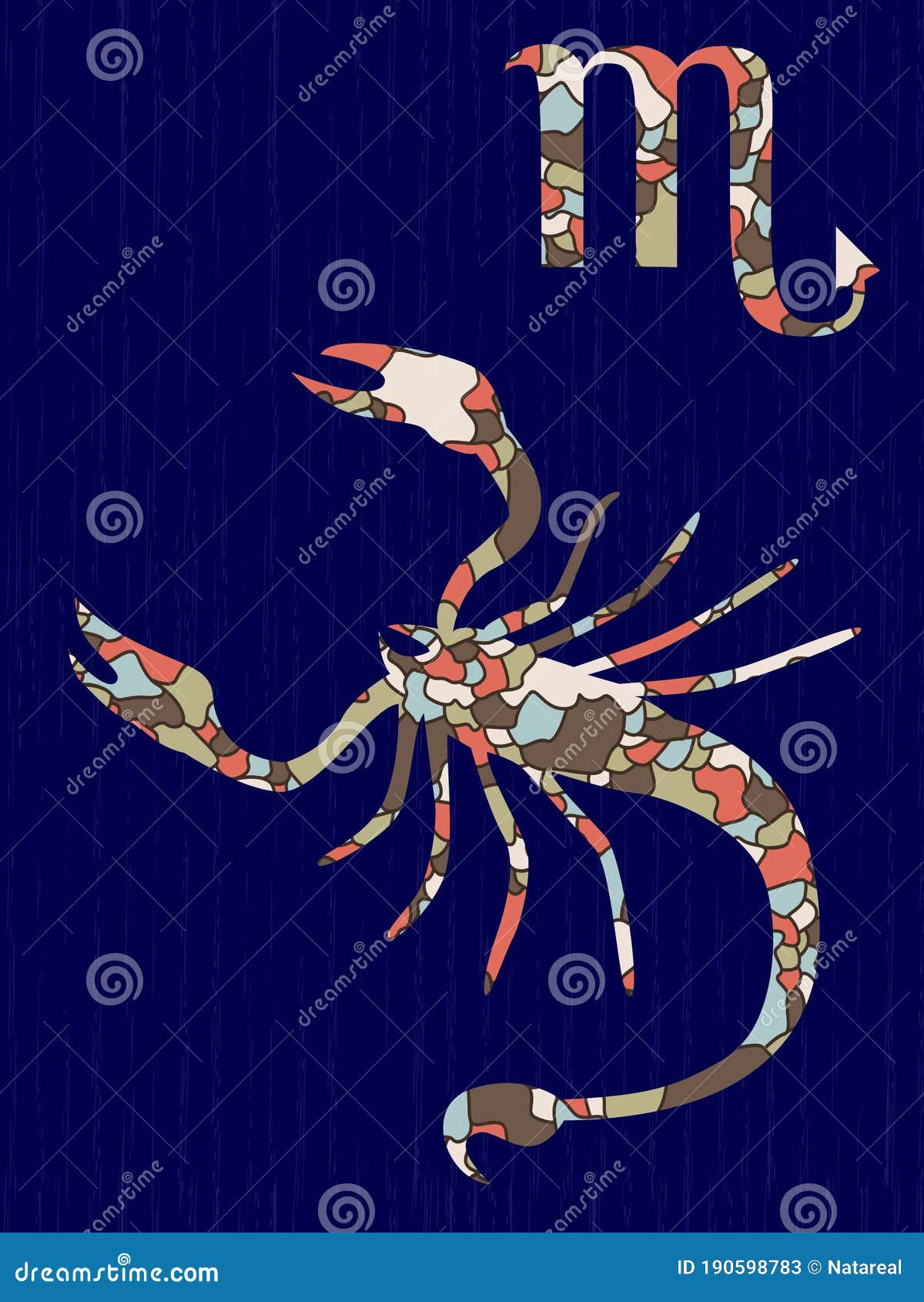 Zodiac Sign Scorpio with Colorful Muted Mosaic Shapes Stock Vector ...