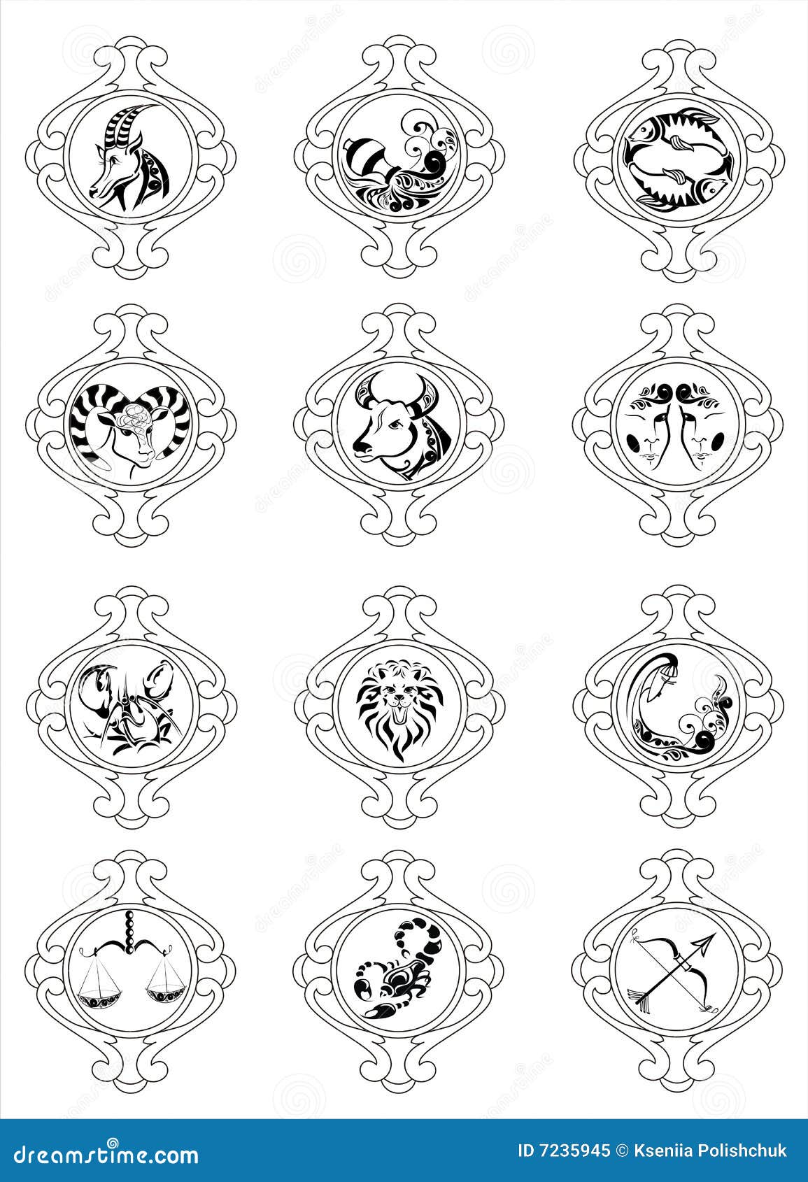 Zodiac sign vector stock vector. Illustration of cosmos - 7235945