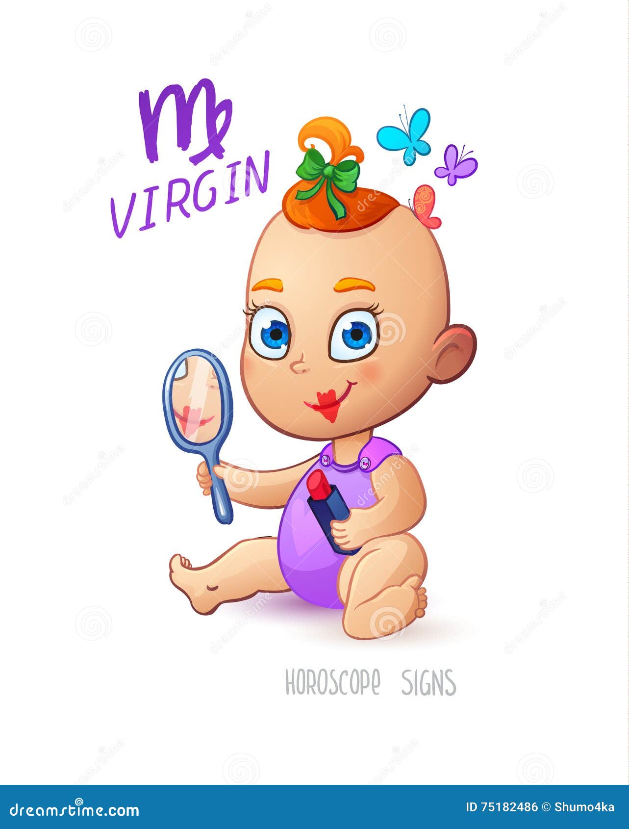 Zodiac Sign Virgin. BabyGirl Enjoys Makeup. Horoscope Sign Virgin. Little  Girl Make Up Her Lips Using Mothers Lipstick Stock Vector - Illustration of  infant, cartoon: 75182486