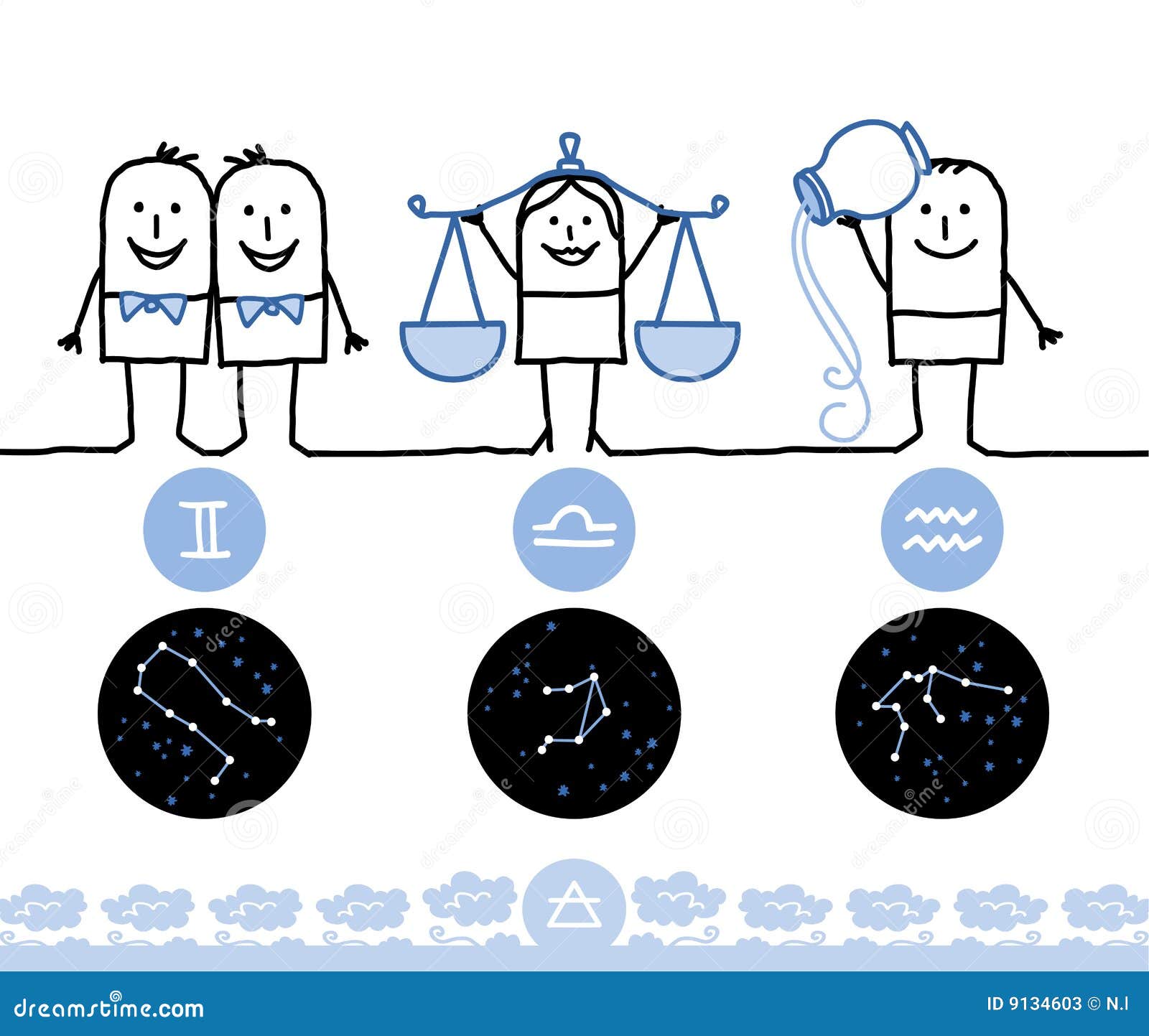 Zodiac signs Air stock vector. Illustration of black 9134603