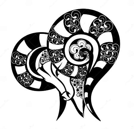 Zodiac Signs - Aries. Tattoo Design. Stock Vector - Illustration of ...