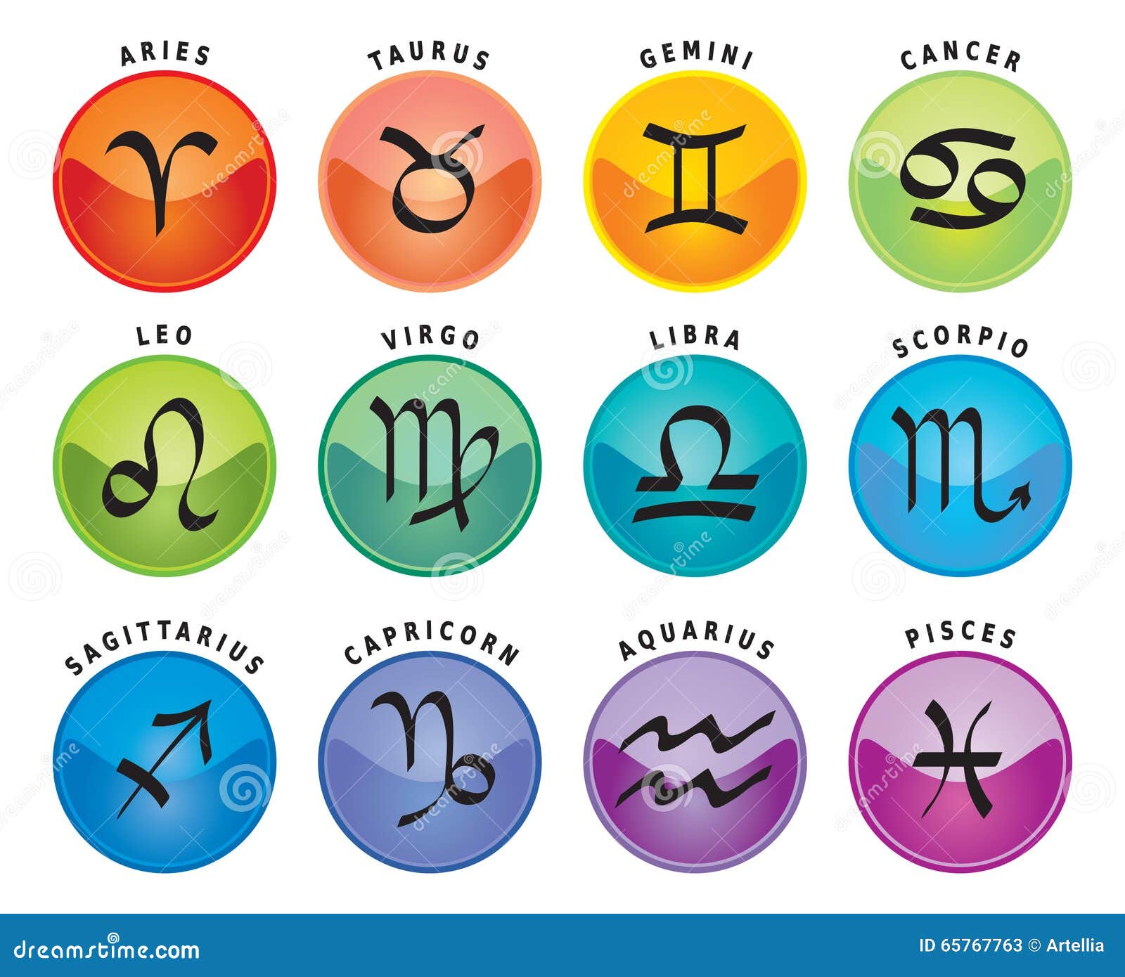 Zodiac Signs / 12 Astrology Icons With Names Stock Vector ...