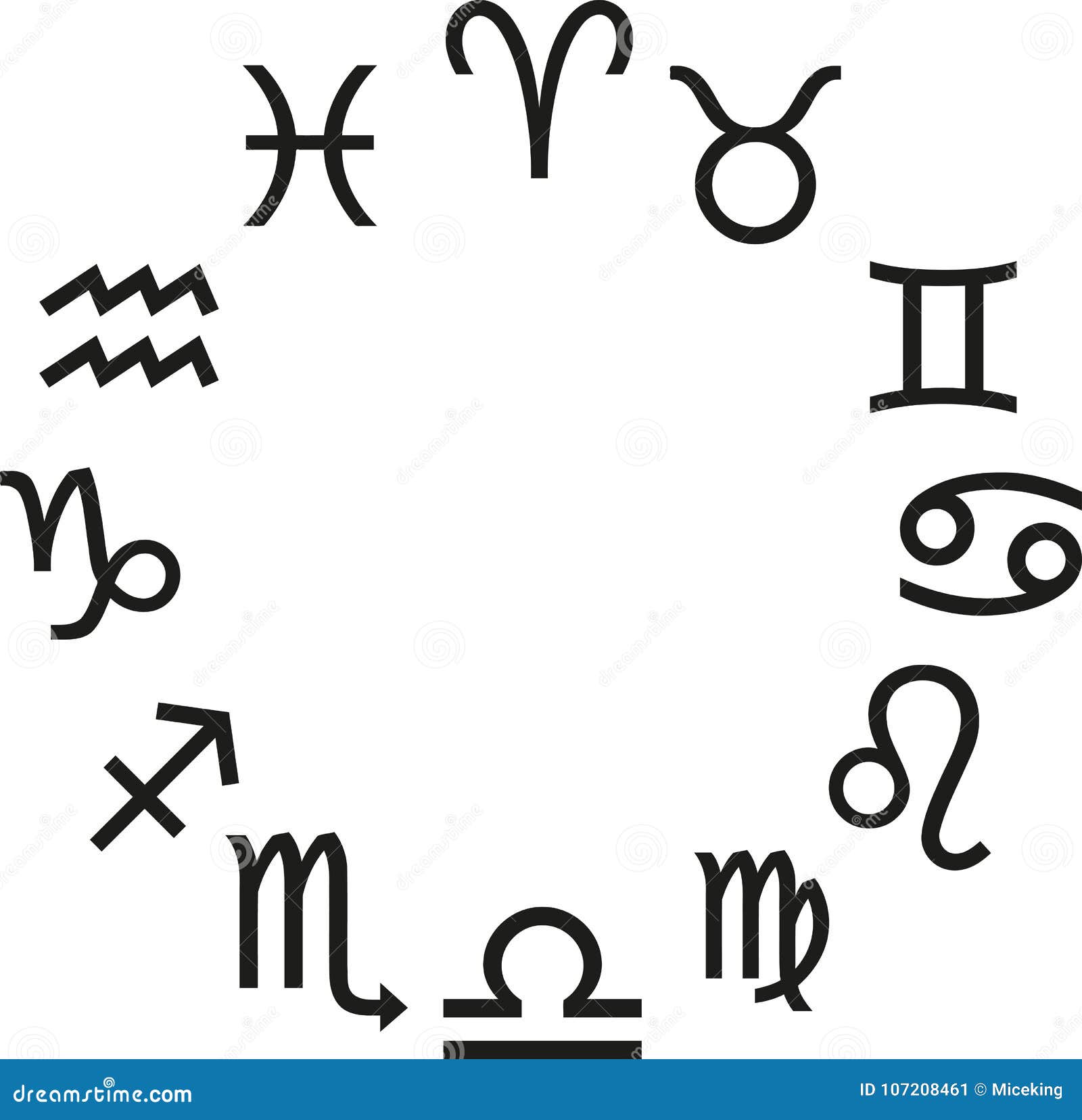 Zodiac Signs In A Circle Cartoon Vector | CartoonDealer.com #107208461