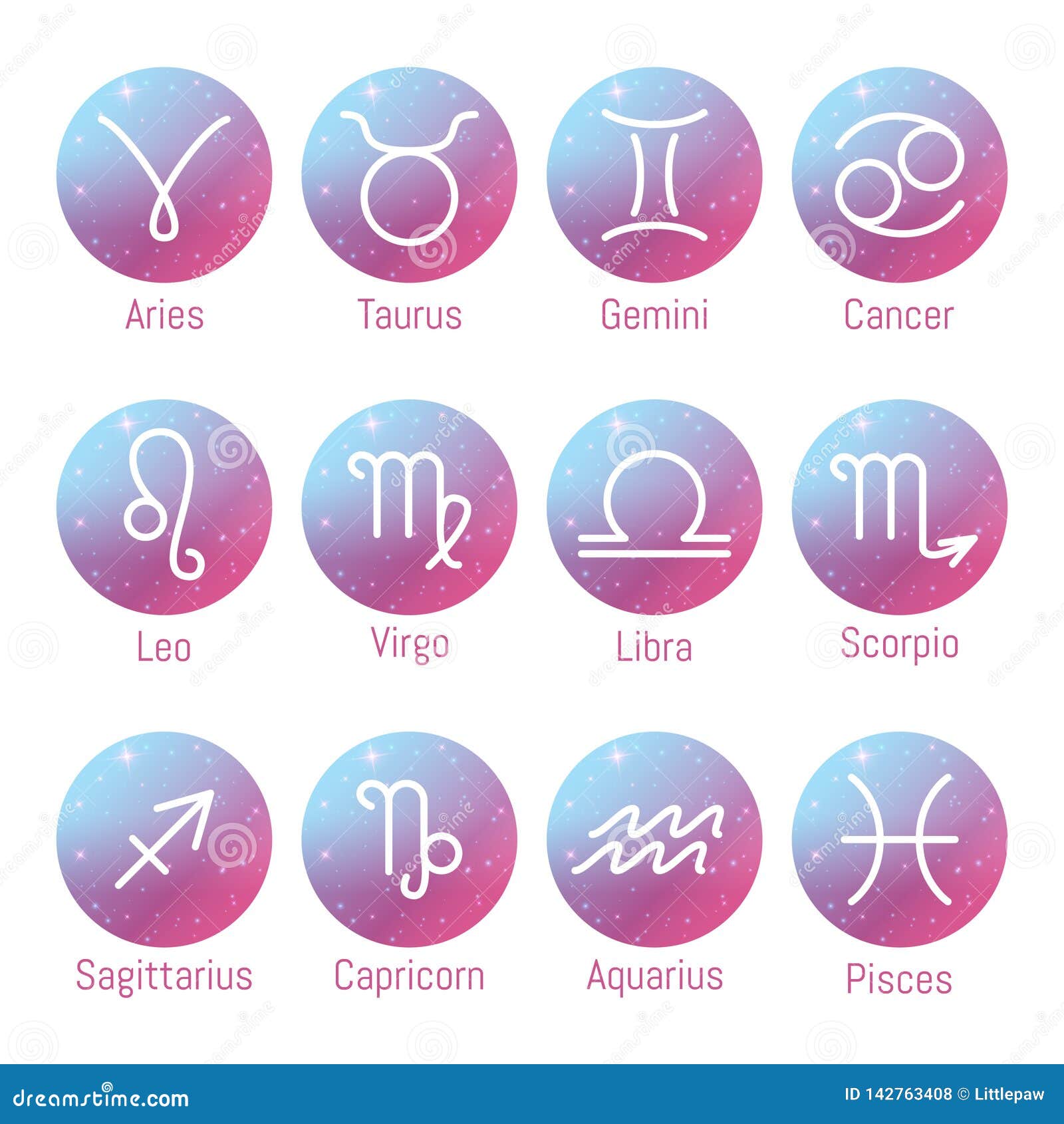 Zodiac signs icons, horoscope symbols set, vector illustration design.