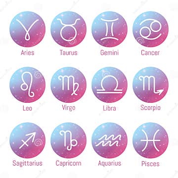 Zodiac Signs Icons, Horoscope Symbols Set, Vector Illustration Stock ...