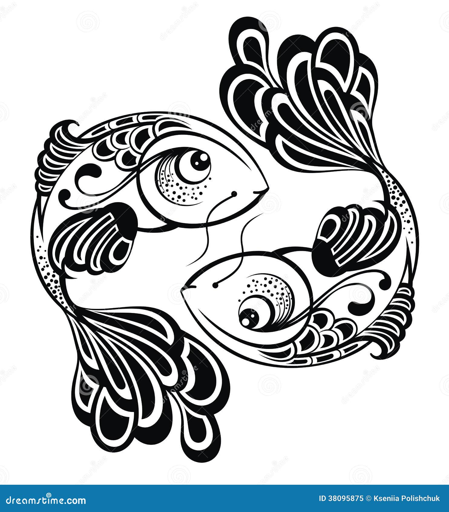 Zodiac Signs - Pisces. Tattoo Design Stock Vector 