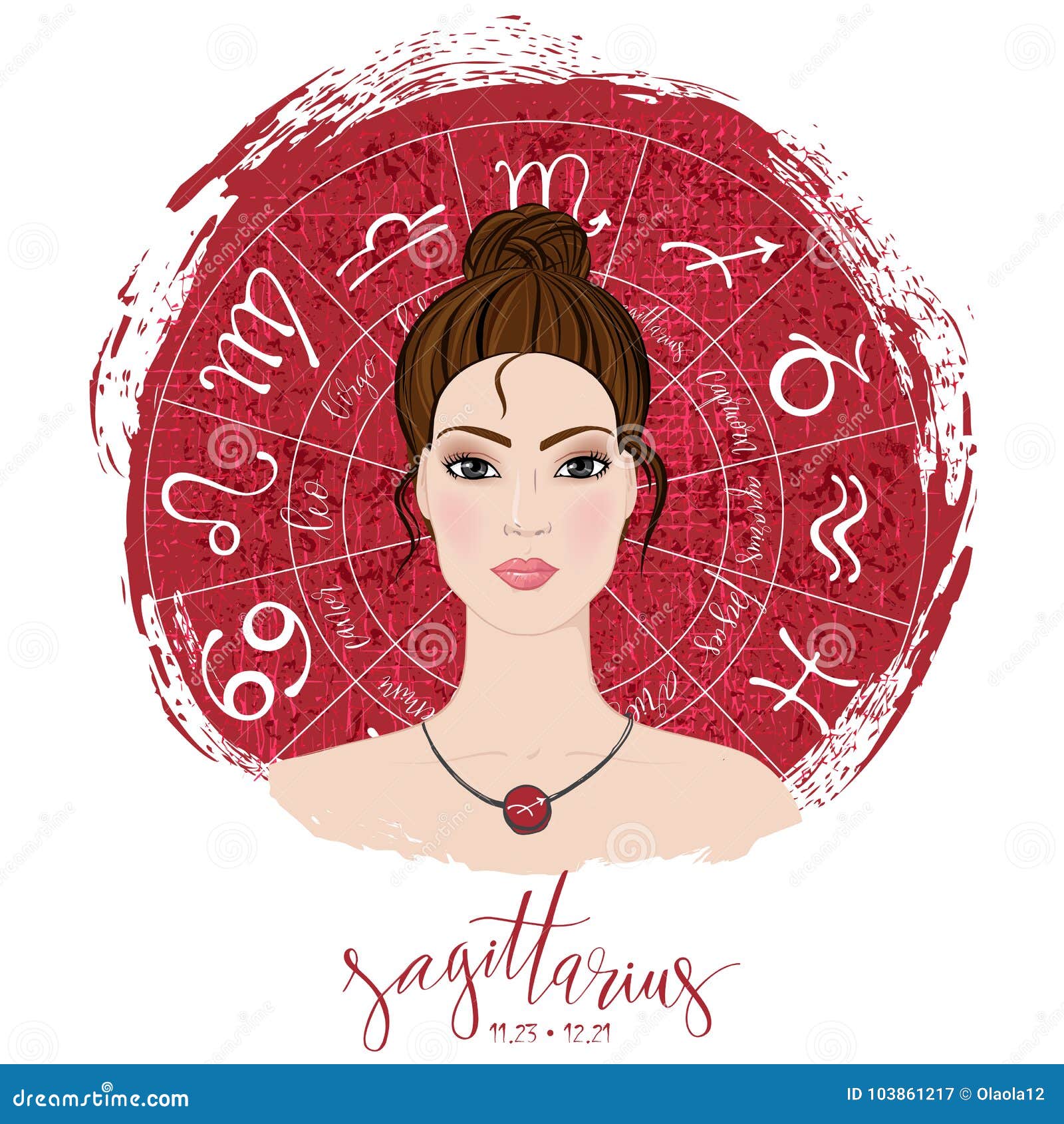 Zodiac Signs Sagittarius in Image of Beauty Girl Stock Vector ...