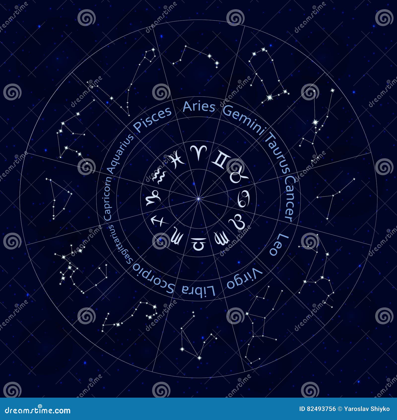 Zodiac Signs. Set of All Horoscope Constellation Stars Stock Vector ...