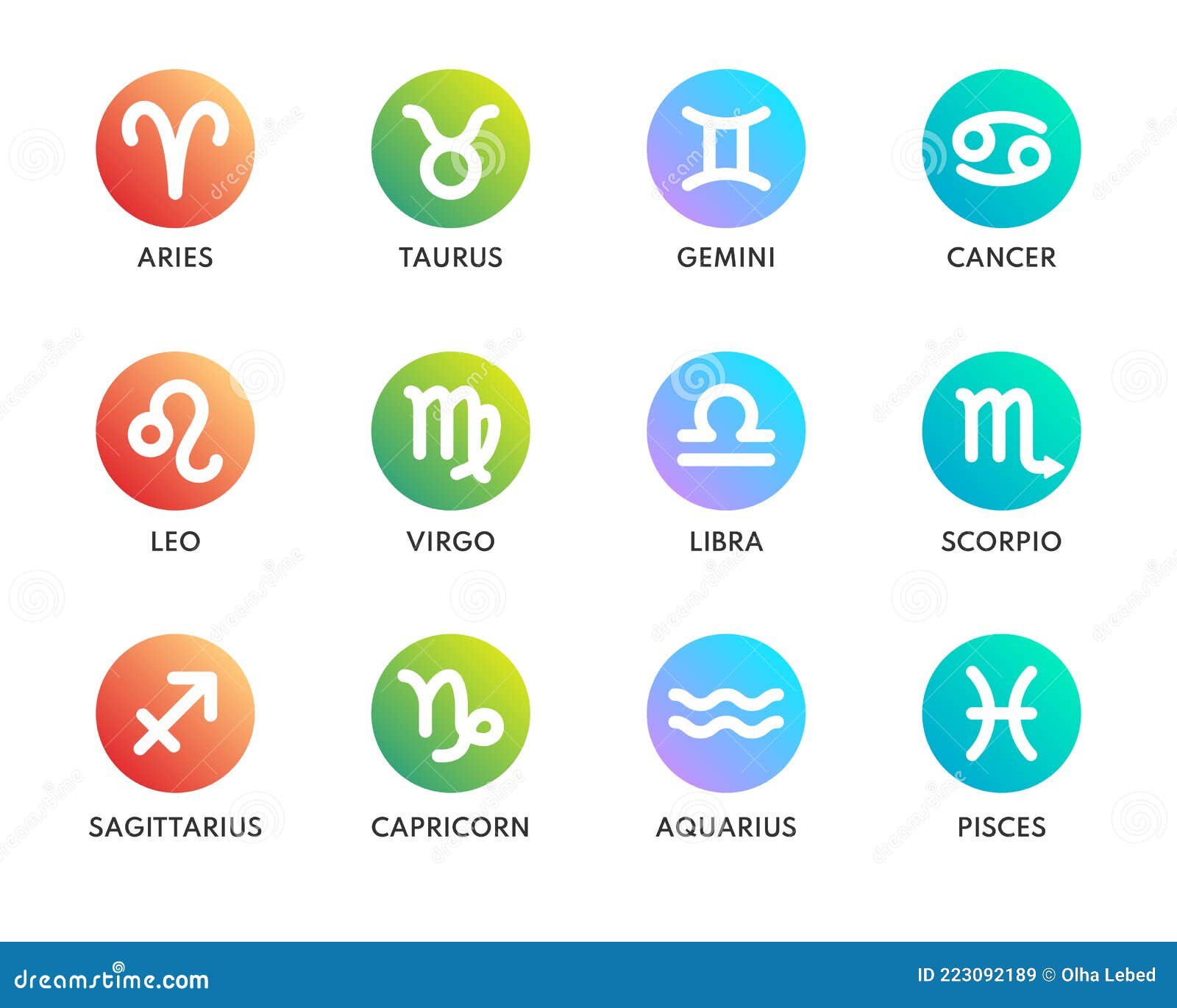 Zodiac Signs Set. Icons of Astrology Symbols Stock Vector ...