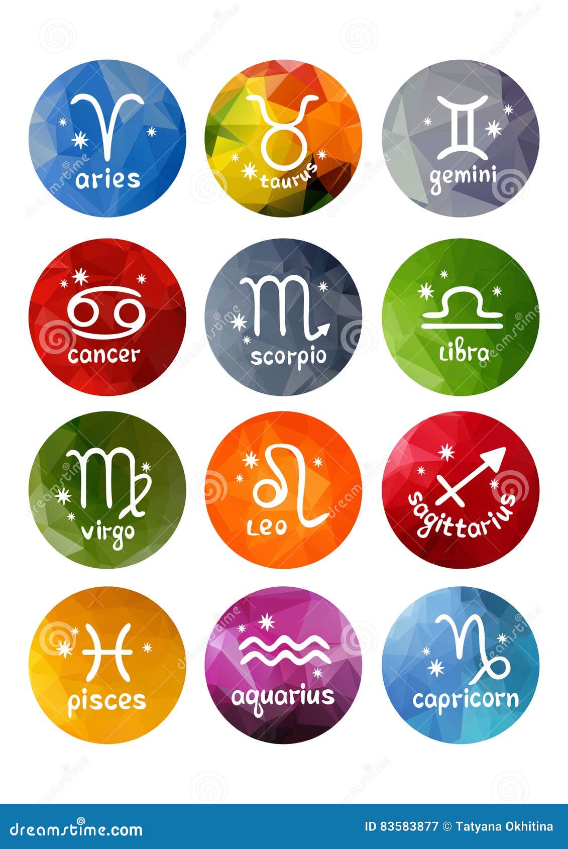 Zodiac signs set stock vector. Illustration of polygon - 83583877