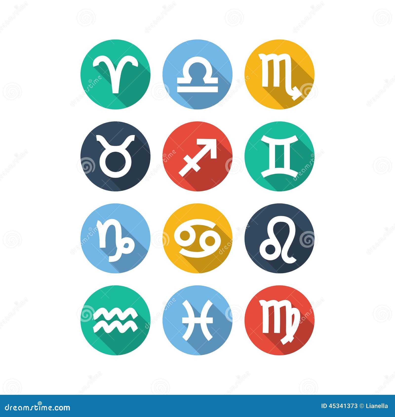 Zodiac Symbol Icons. Flat Style Stock Vector - Illustration of ...