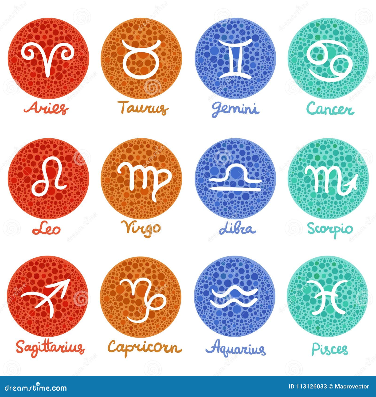 Zodiac Symbols Set stock vector. Illustration of inscription - 113126033