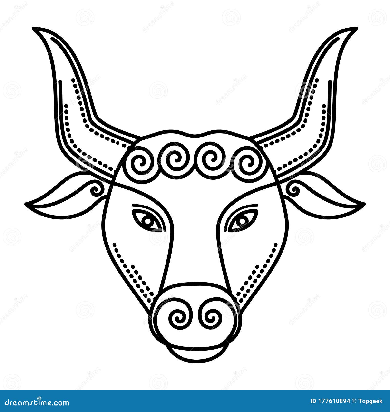 Zodiac Taurus Sign, Symbol of Bull, Outline Animal Stock Vector -  Illustration of element, astronomy: 177610894