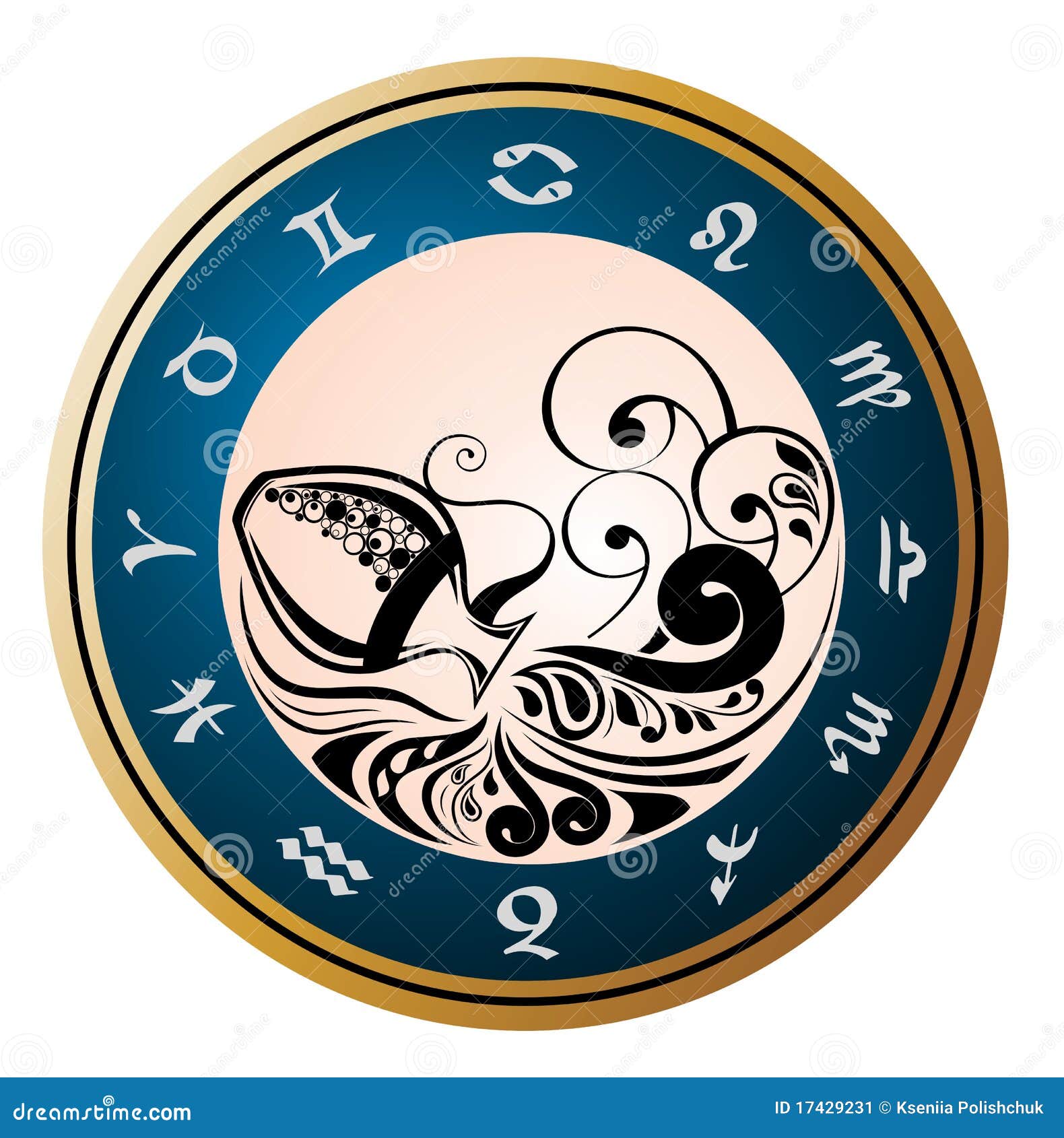 Zodiac Wheel With Sign Of Aquarius Stock Vector - Illustration of antique, water: 174292311374 x 1300