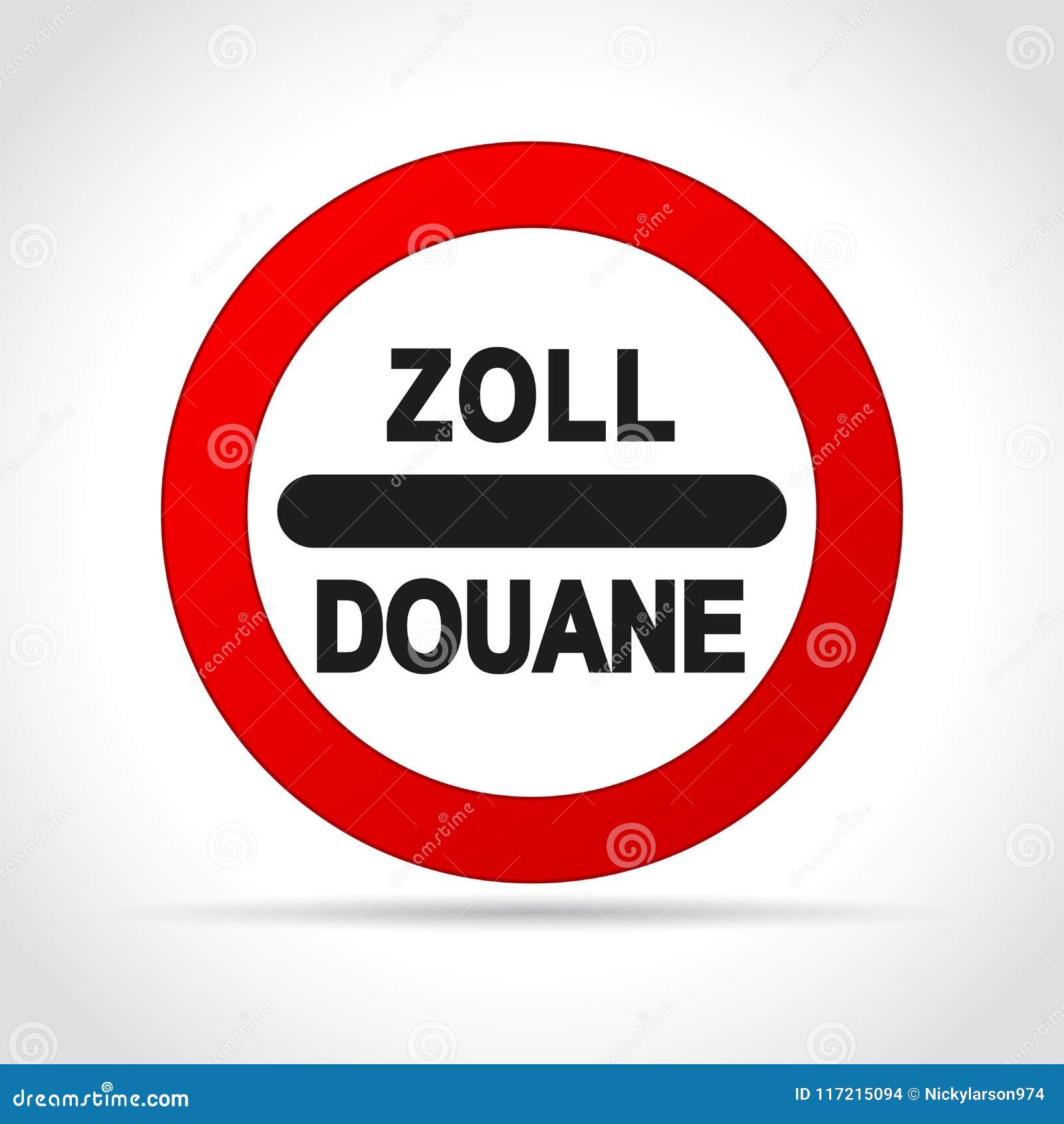 Zoll Douane Sign on White Background Stock Vector Illustration of