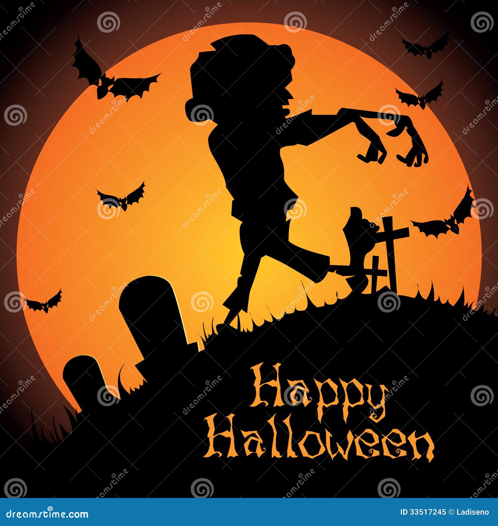 Zombie stock vector. Illustration of silhouette, holiday - 33517245