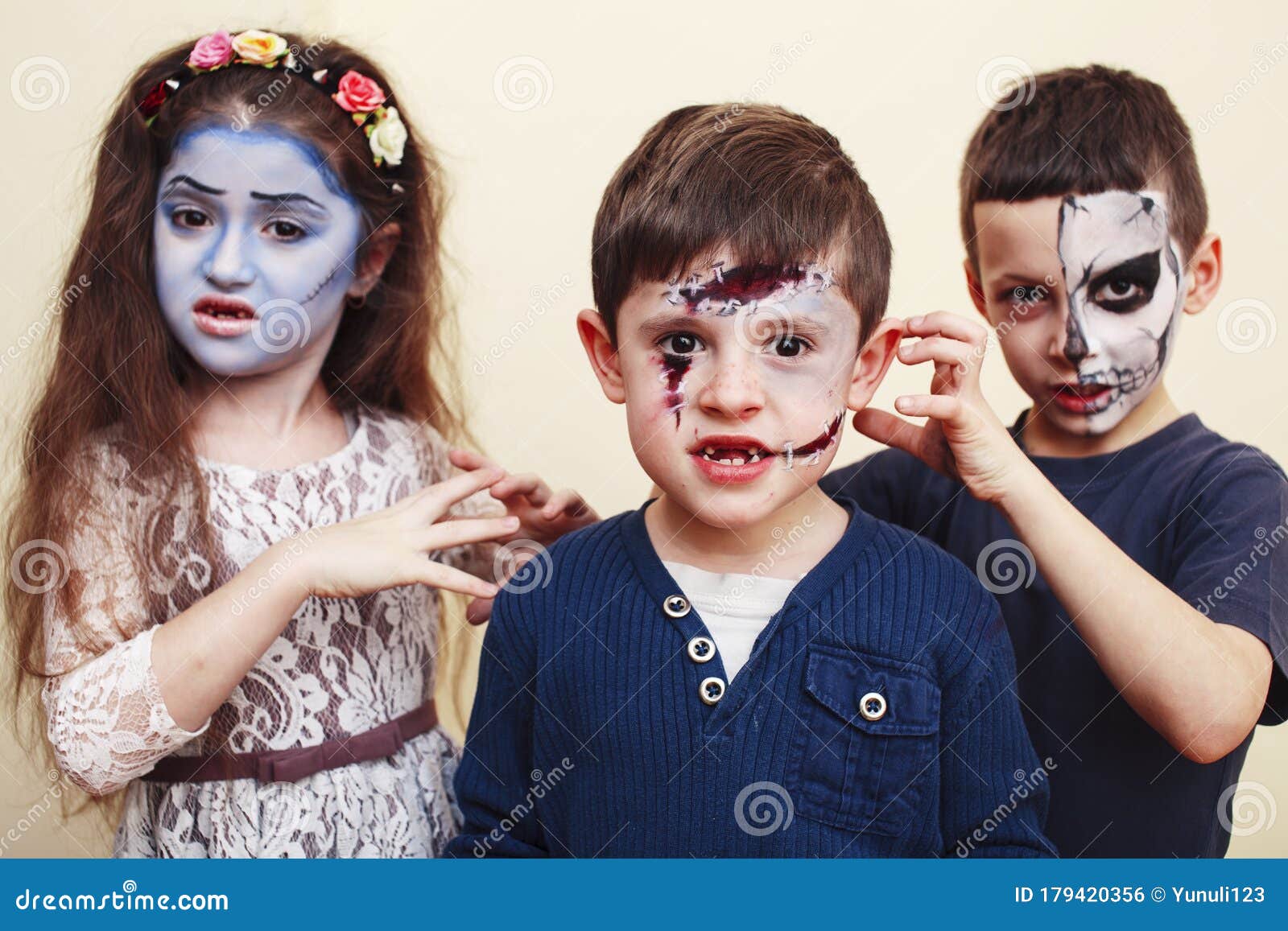 Zombie Apocalypse Kids Concept. Birthday Party Celebration Facepaint on ...