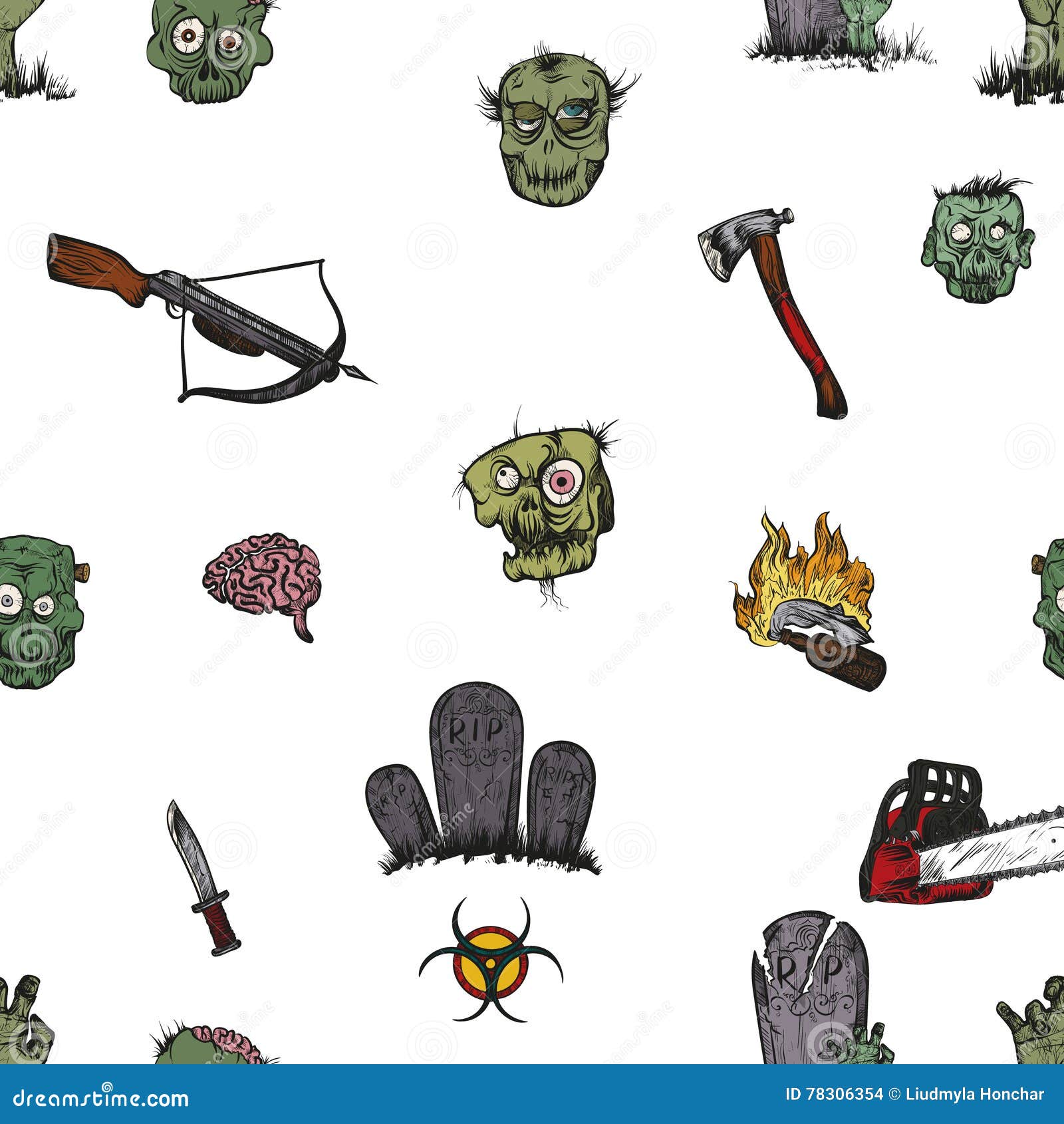The zombie apocalypse. stock vector. Illustration of ghost - 78306354