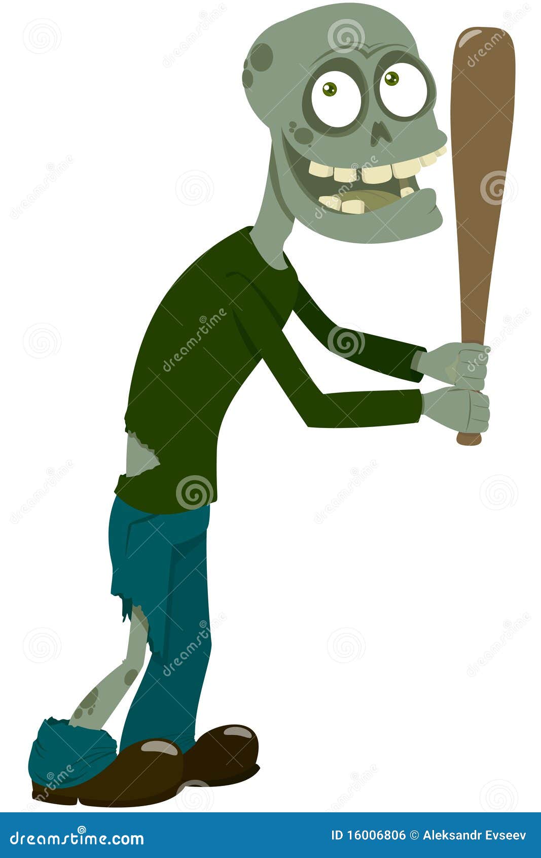 The zombie with a bat stock vector. Illustration of horror 16006806