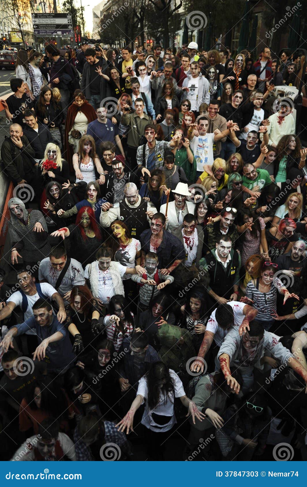 Zombie Day of walking dead editorial stock photo. Image of people