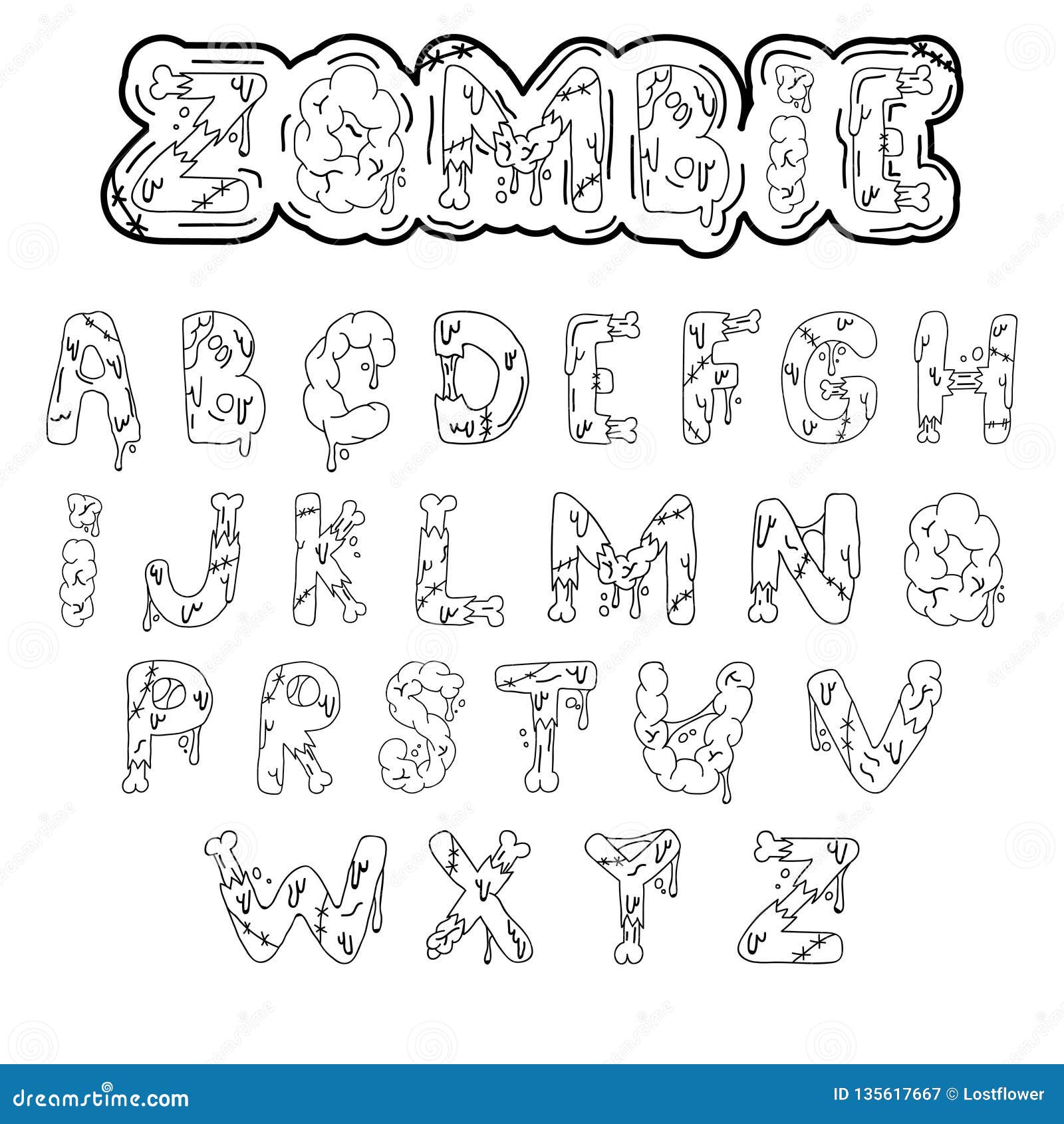 Letter zombie font monster alphabet hi-res stock photography and