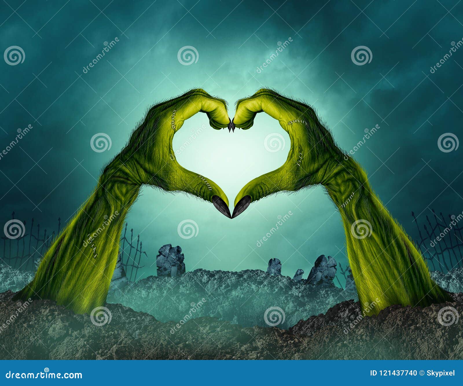 Zombie Hand Heart Shape stock illustration. Illustration of death