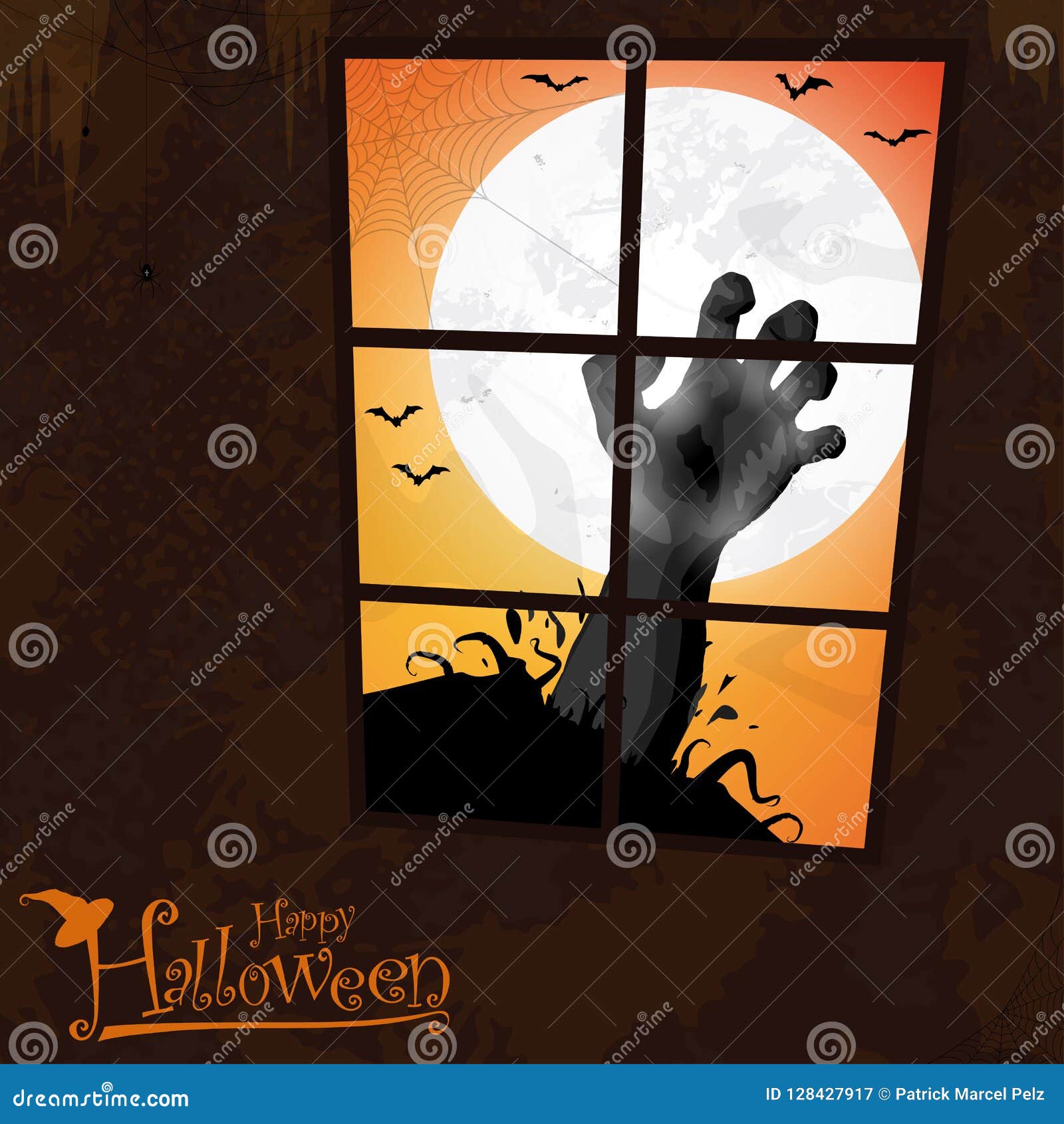 Zombie Hand You Can See Through A Window Stock Vector - Illustration of
