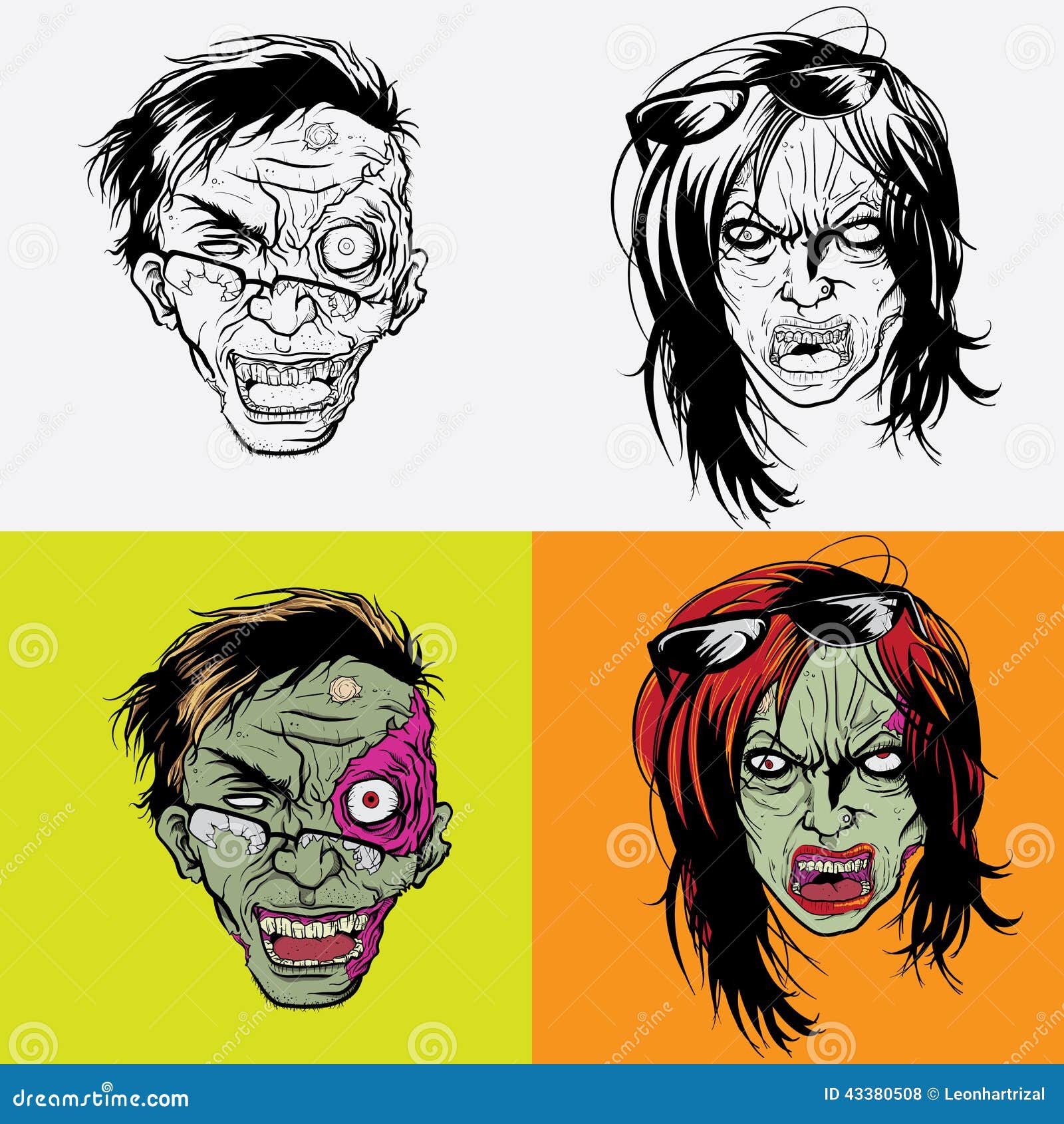 Zombie Head stock vector. Illustration of monster, haunt - 43380508