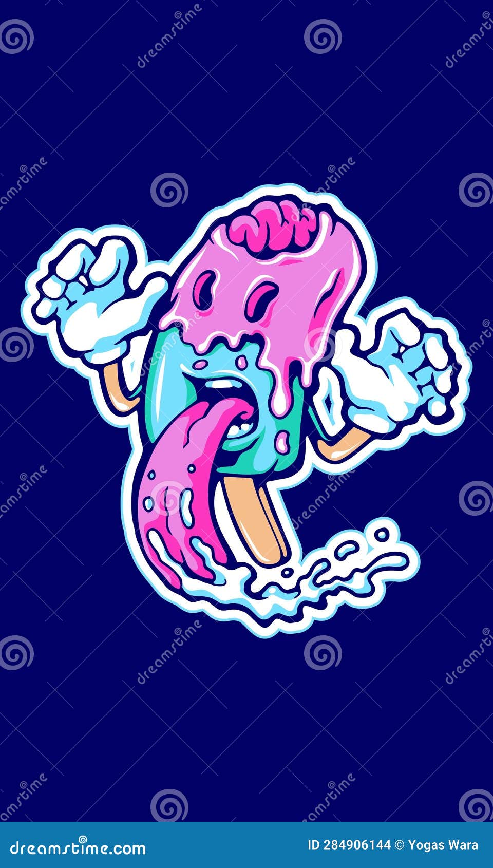 Zombie Ice Cream for Halloween, Funny Vector Illustration Stock Vector