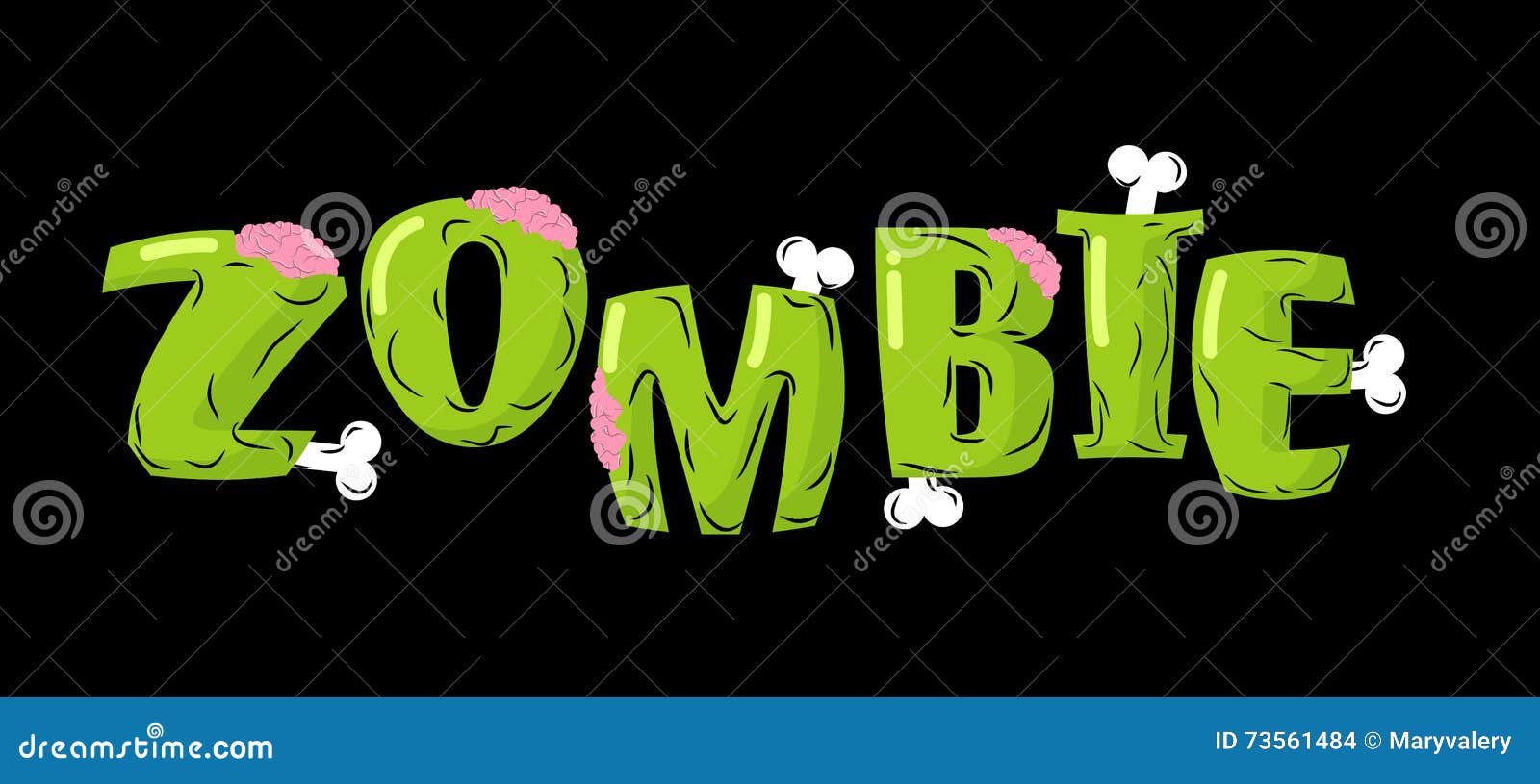 Zombie Lettering. Bones and Brains. Living Dead Typography Stock