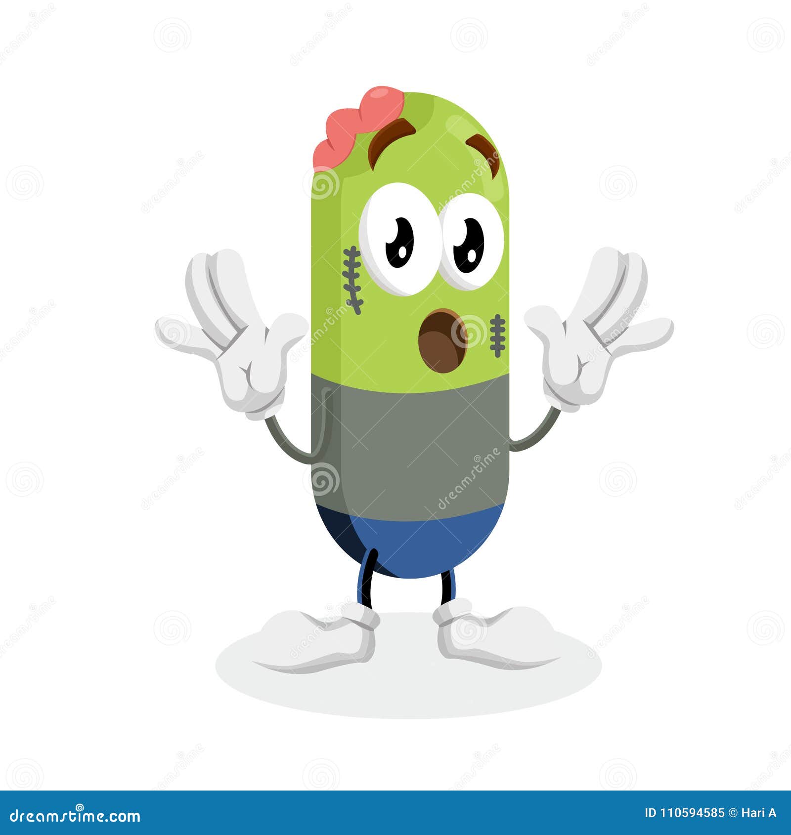 Zombie Mascot and Background Surprise Pose Stock Vector - Illustration ...