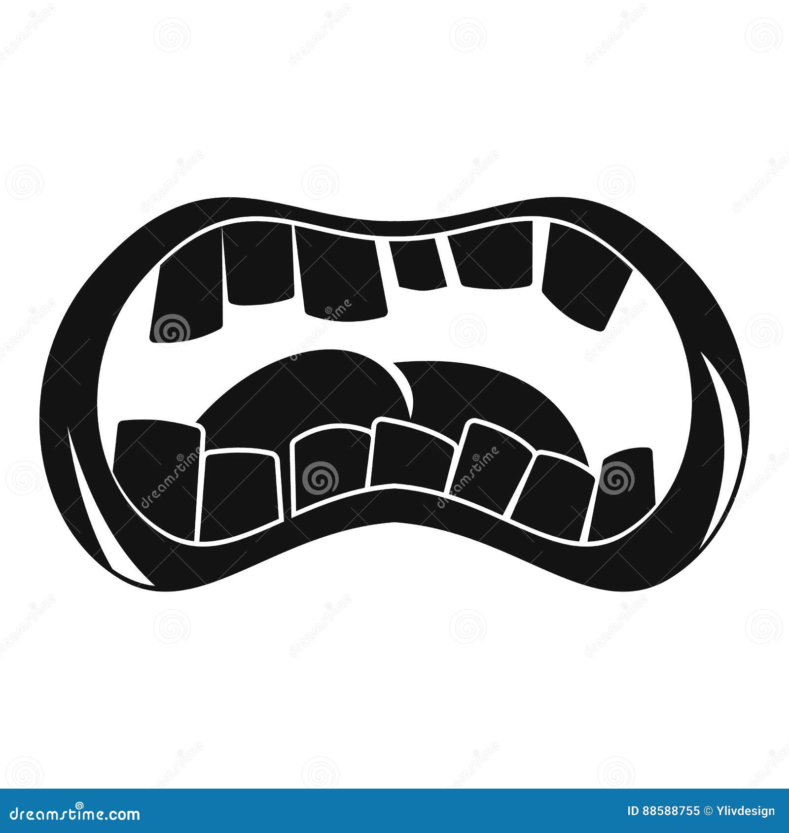 Zombie Mouth Icon, Simple Style Stock Vector - Illustration of