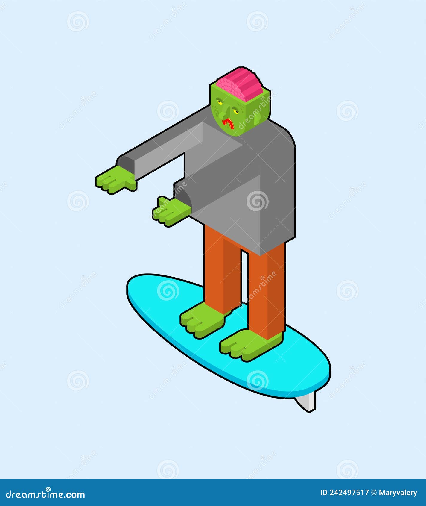 Zombie Surfer. Dead Man and Surfboard Stock Vector Illustration of