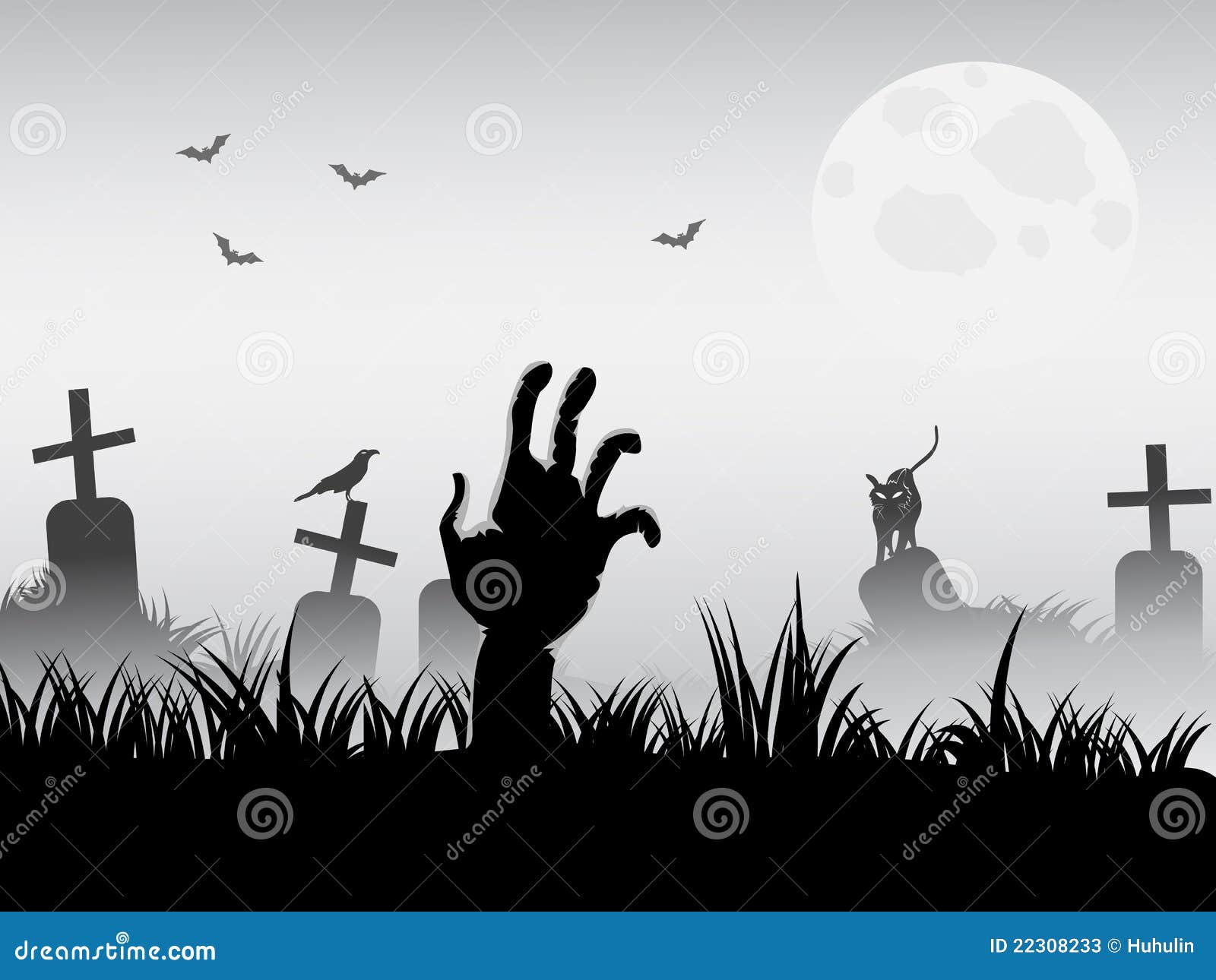 Zombie waking stock vector. Illustration of misty, crow - 22308233