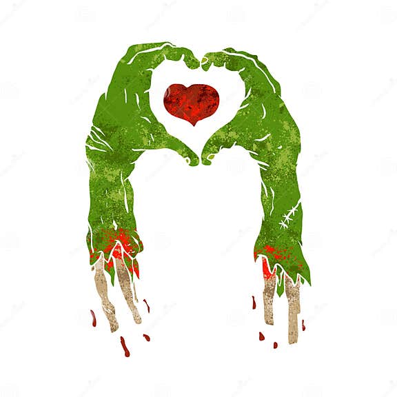 Zombiehand, die Herz macht vektor abbildung. Illustration von kostüm