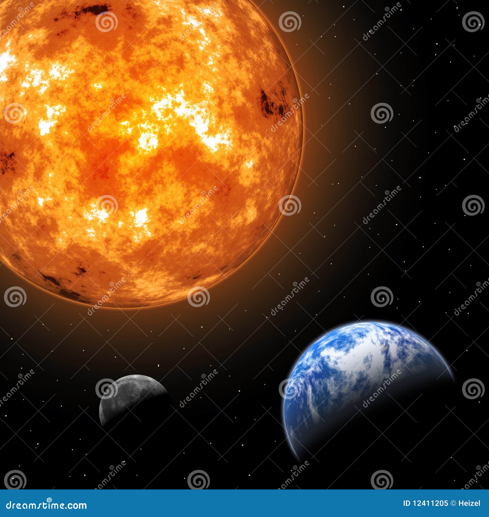 rijk Boom operator Zon, Maan en Aarde stock illustratie. Illustration of donker - 12411205