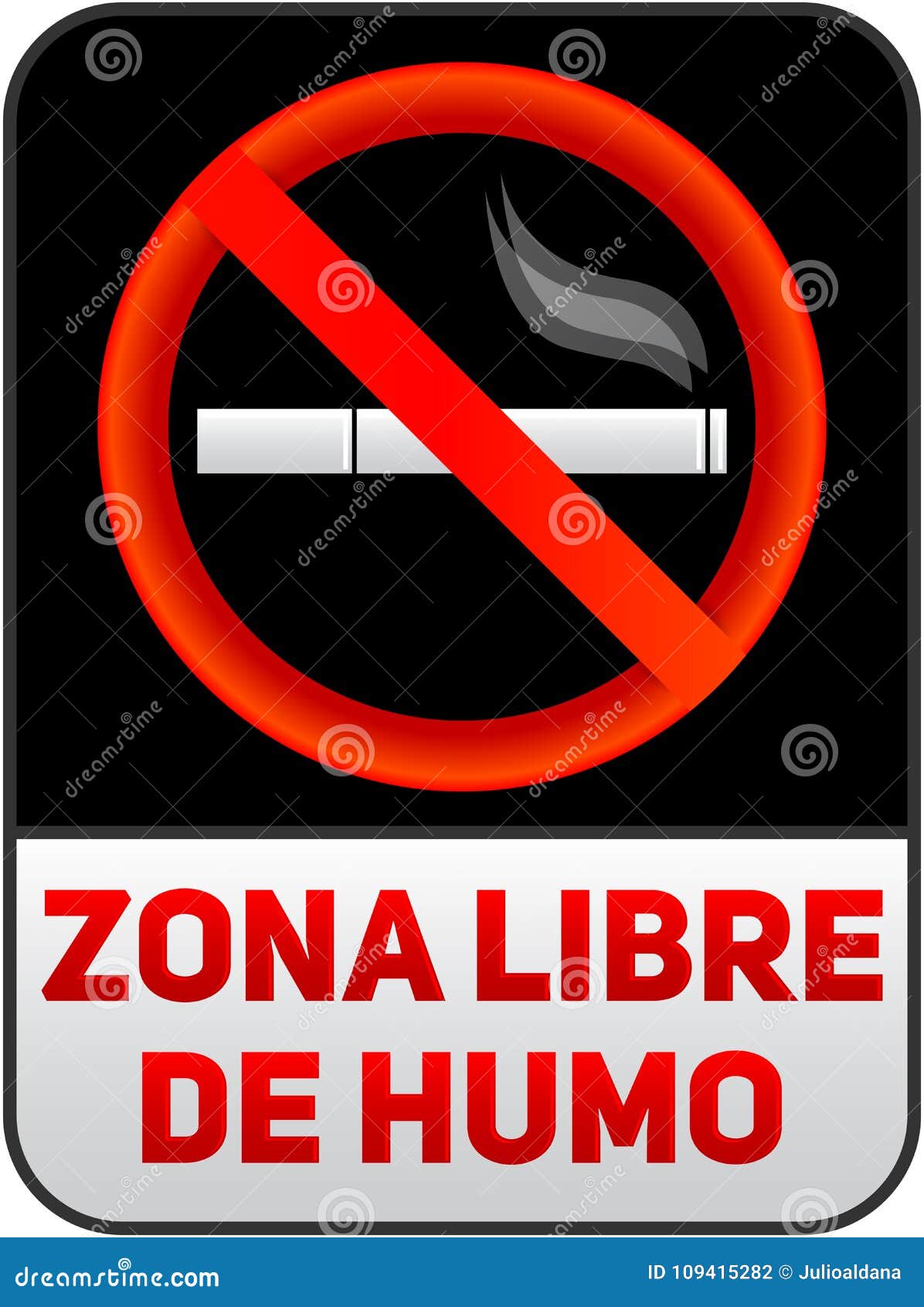 zona libre de humo, smoke free zone spanish text