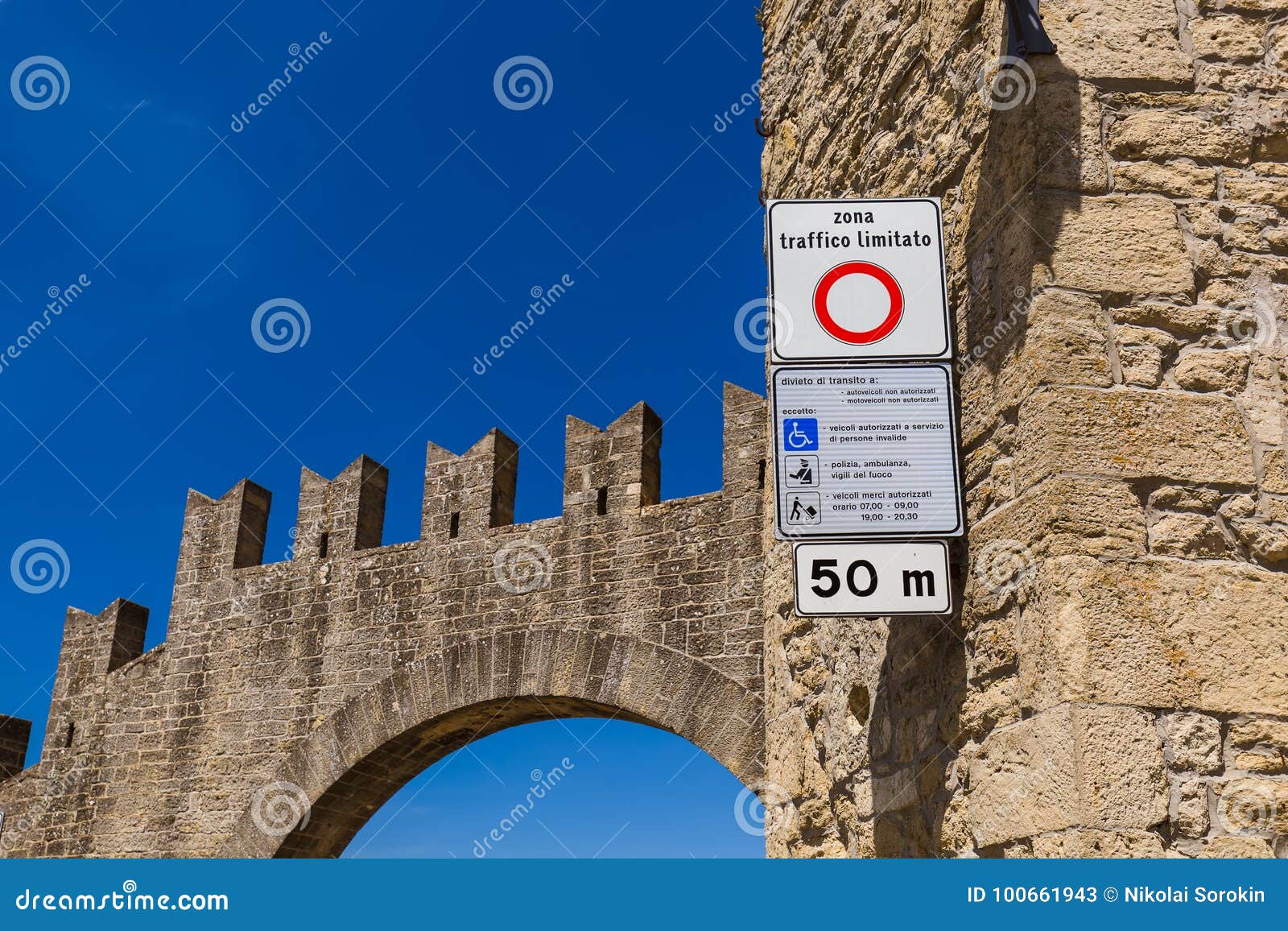 zona taffico limitato sign in san marino italy