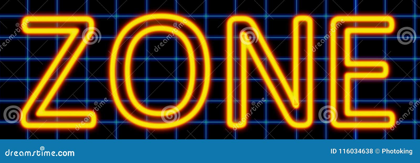 Zone neon sign stock illustration. Illustration of blue 116034638