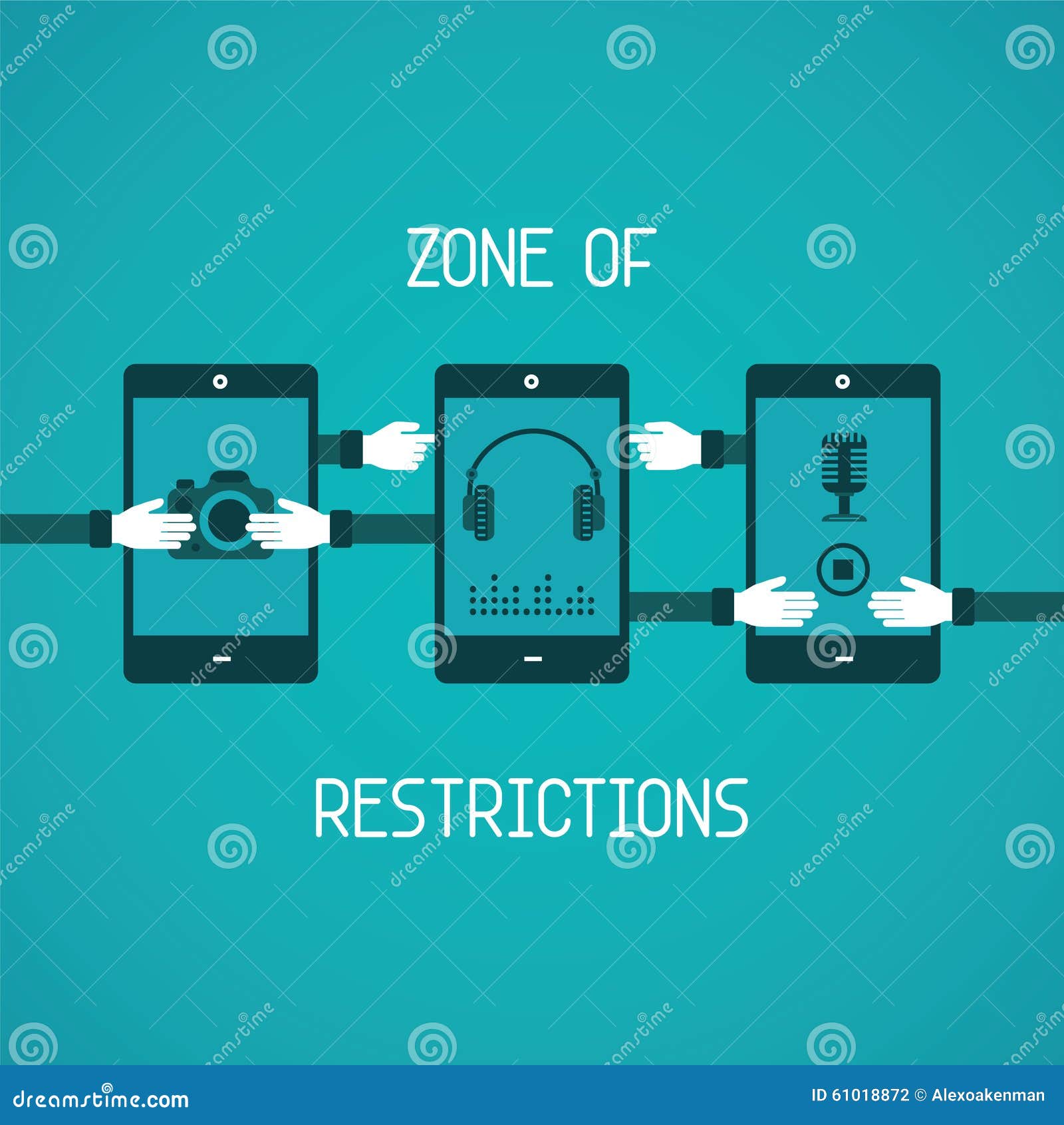 Zone of Restrictions for Gadget Vector Concept in Flat Style Stock