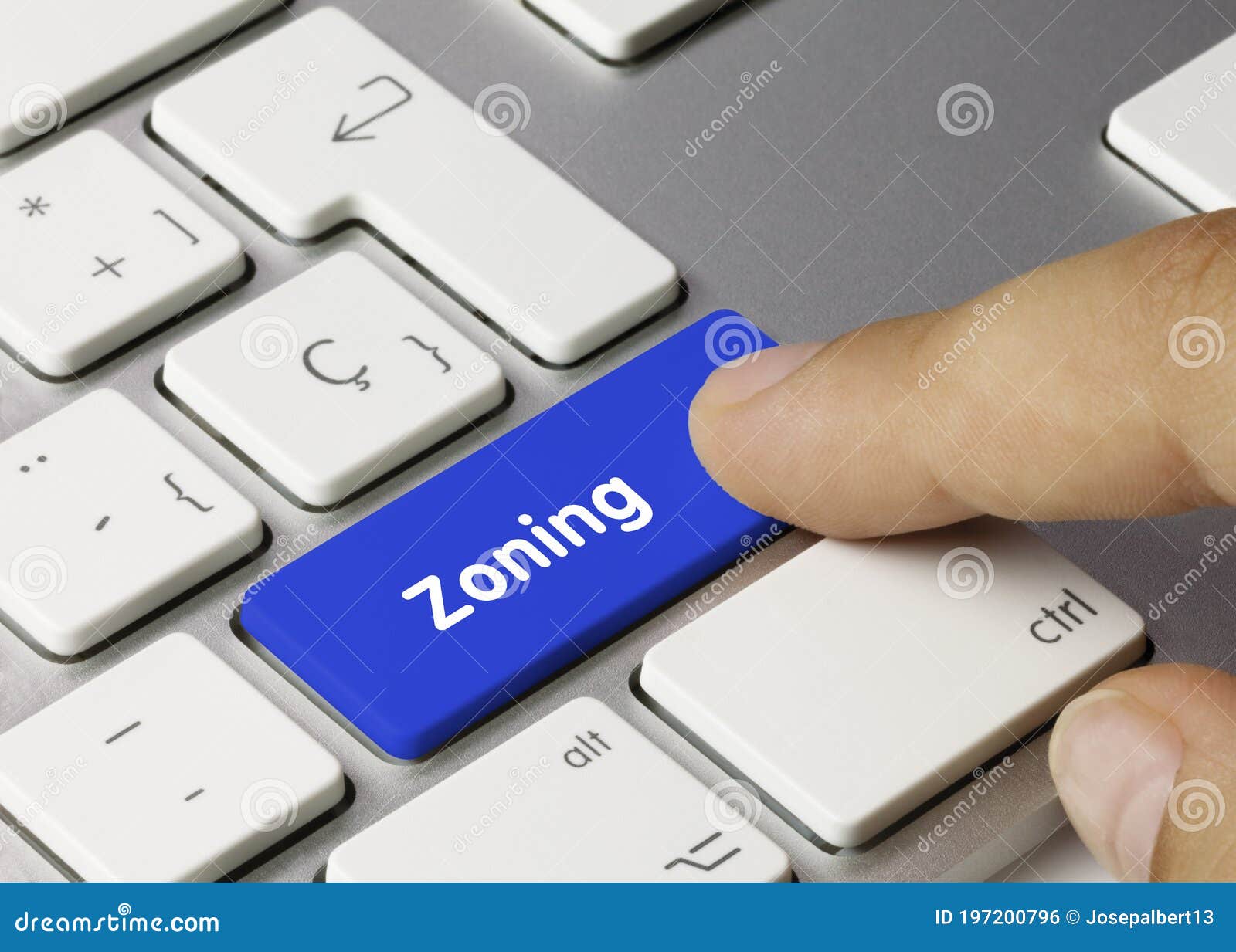 zoning - inscription on blue keyboard key