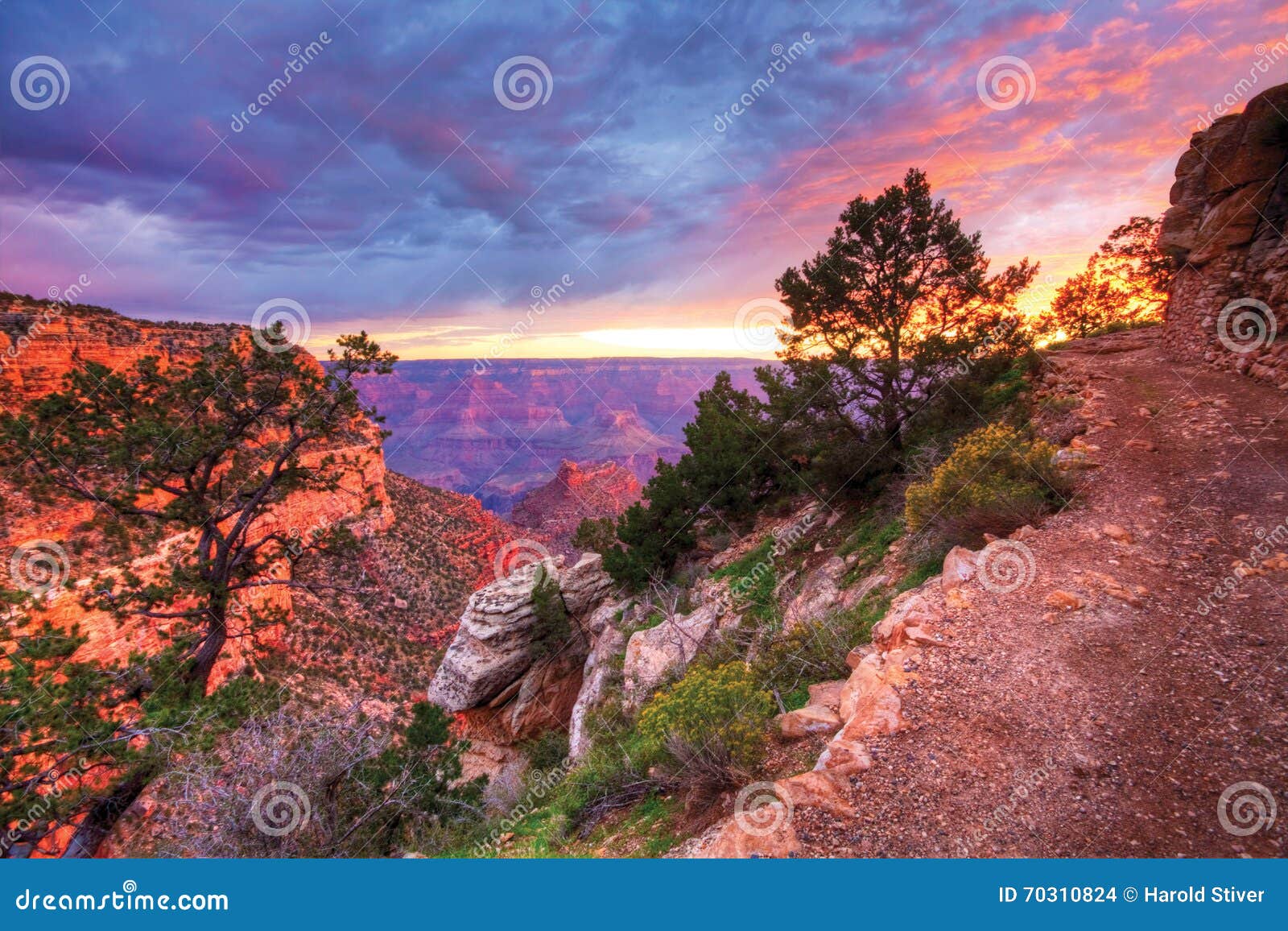 Zonsondergang Langs Grand Canyon sleep Stock Foto Image of buiten